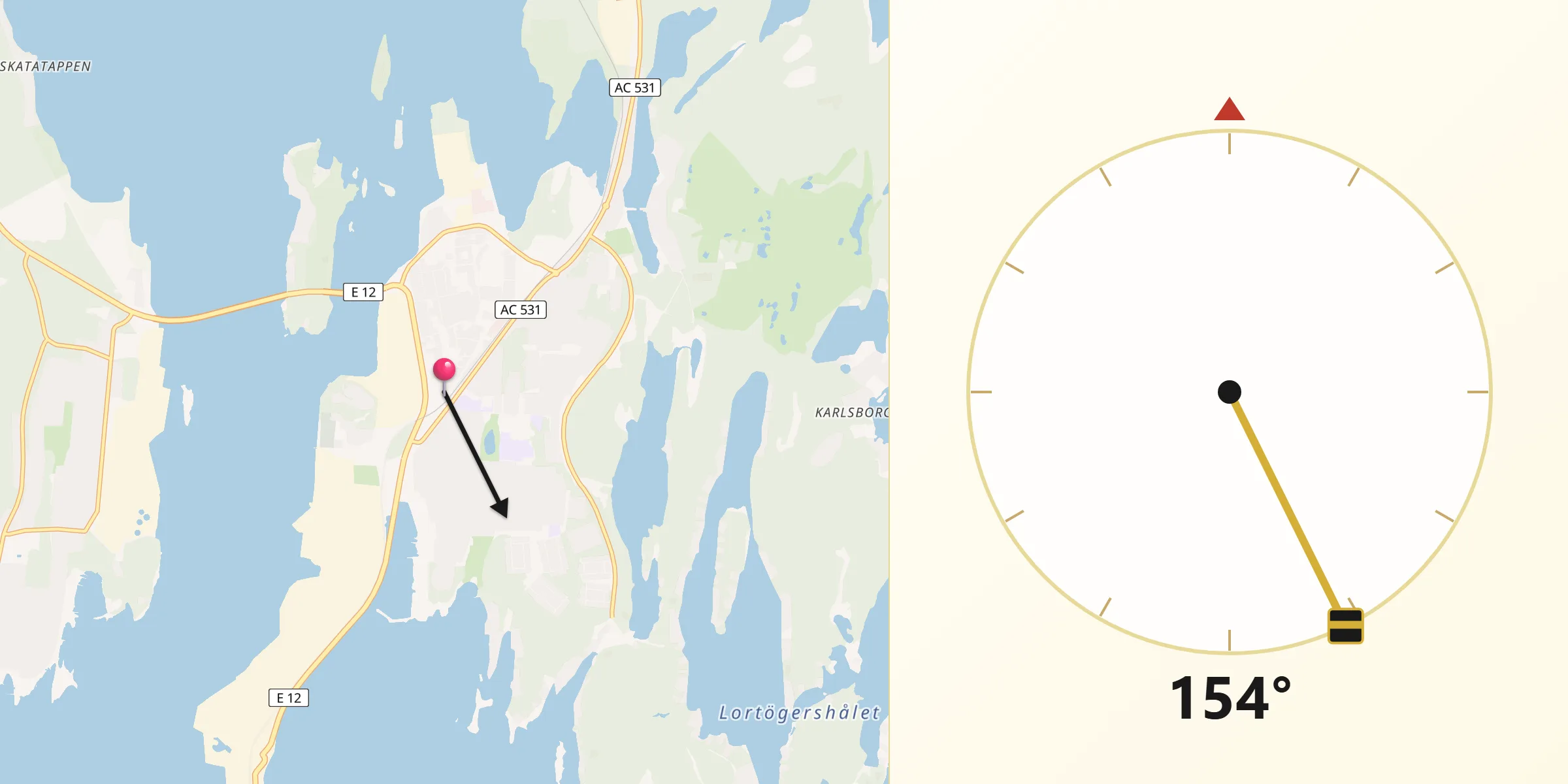 Qibla Riktning från Holmsund