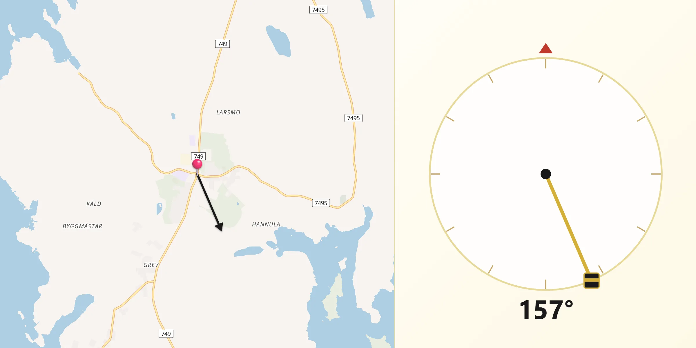 Qibla Riktning från Larsmo