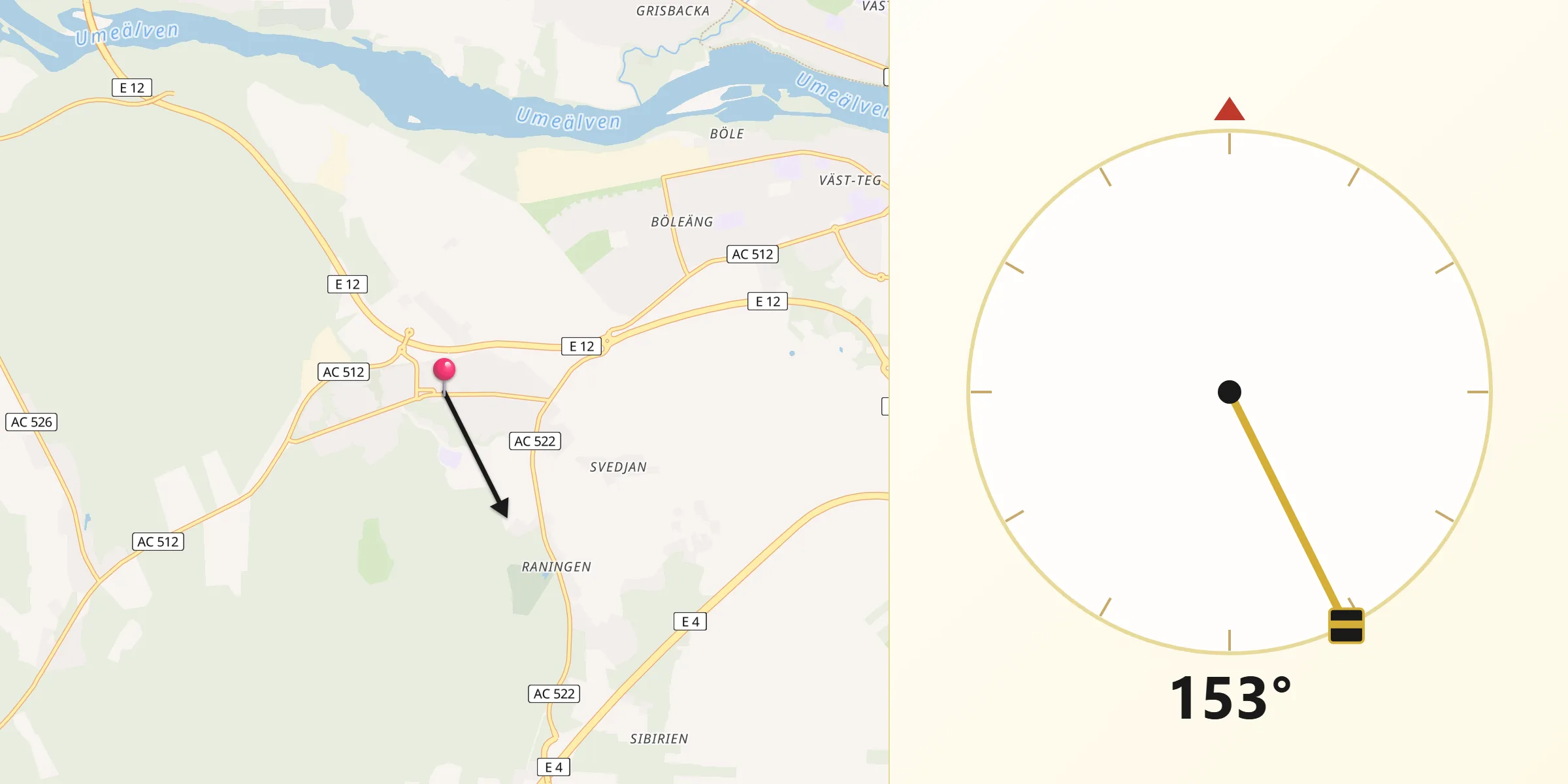 Qibla Riktning från Röbäck