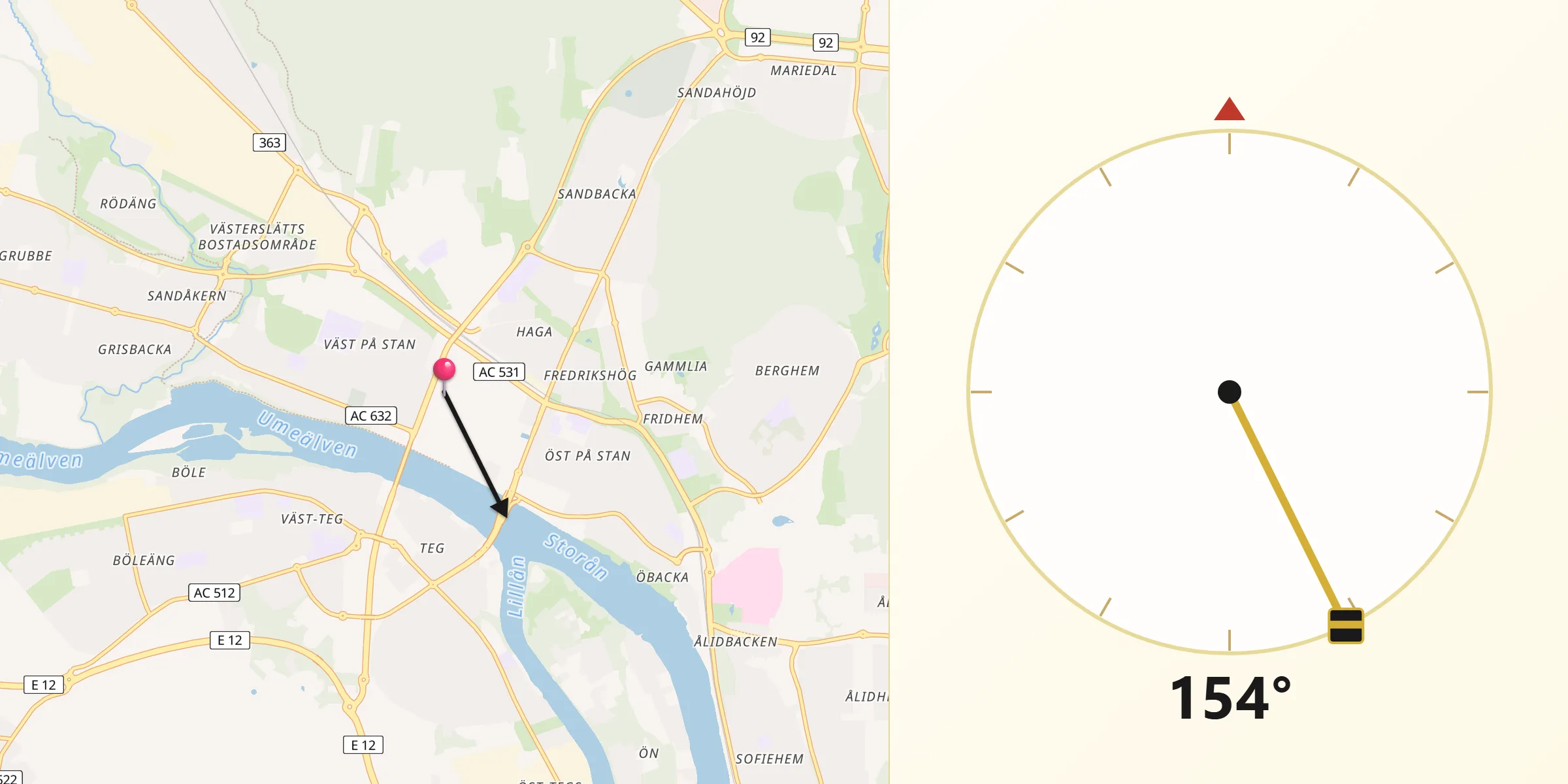 Drejtimi i Qibles nga Umeå