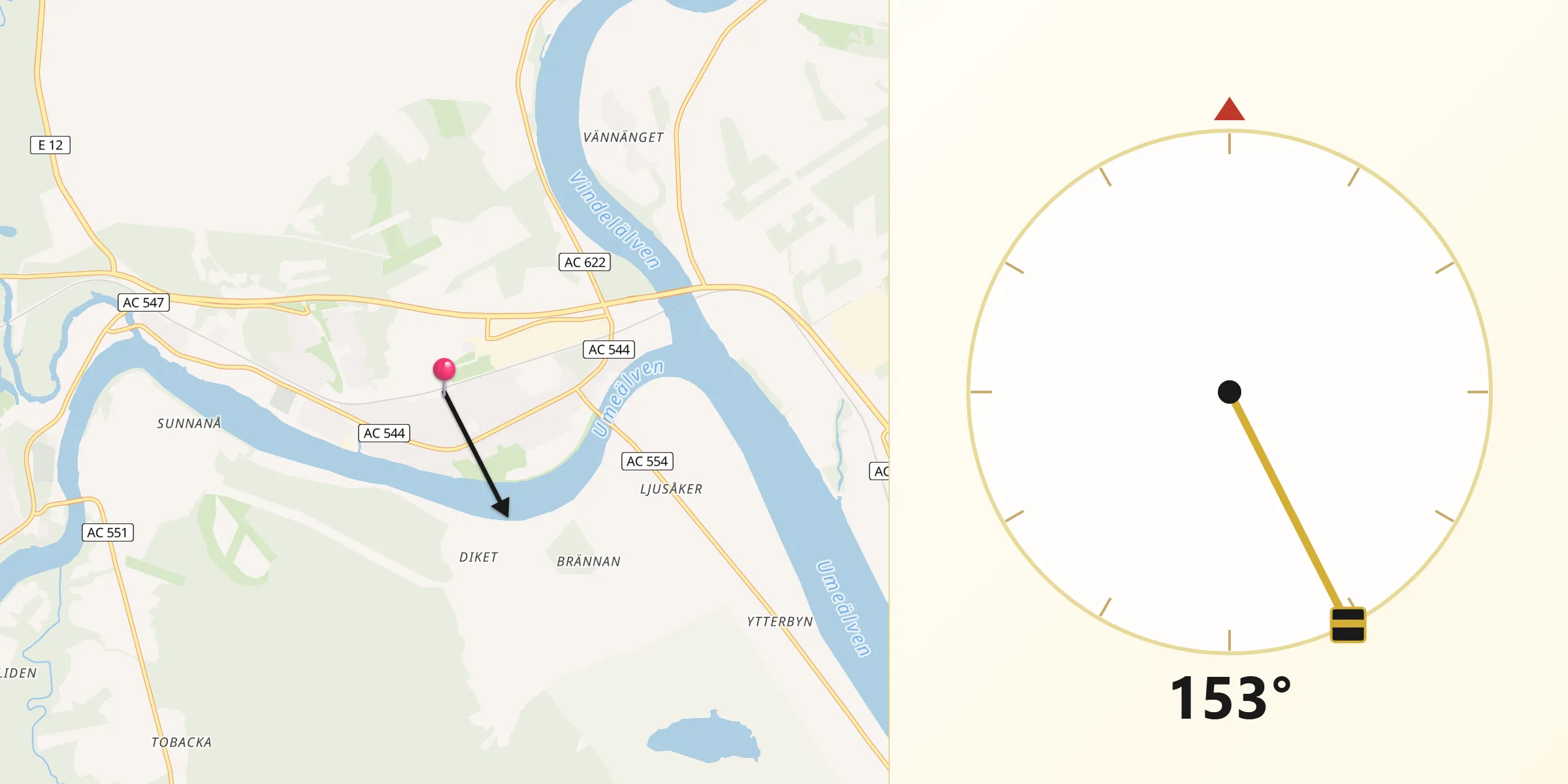 Qibla Riktning från Vännäsby