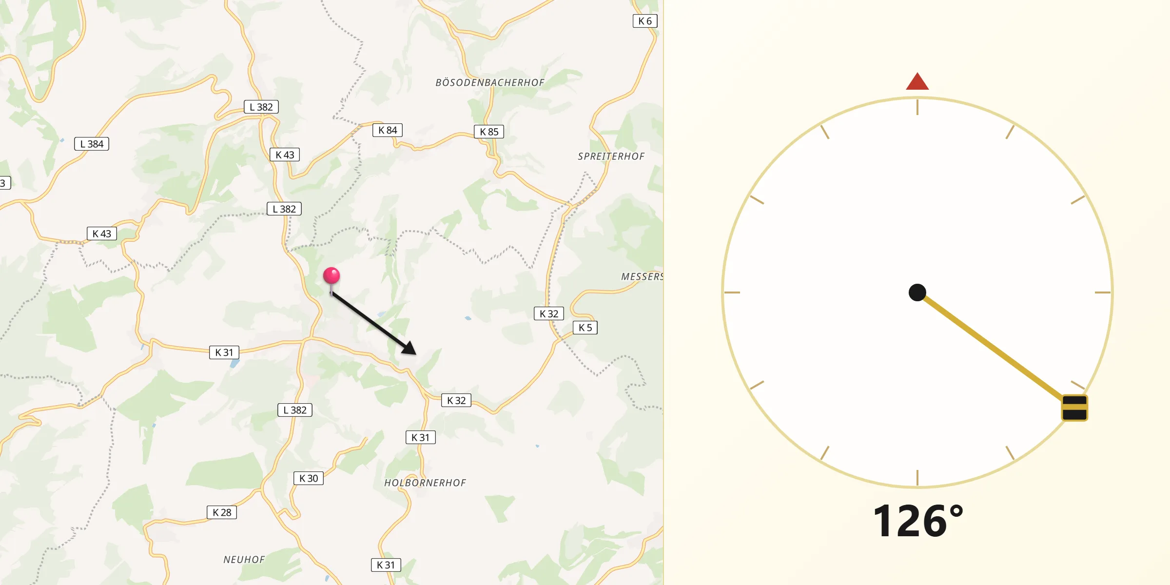 Direzione della Qibla da Rognano