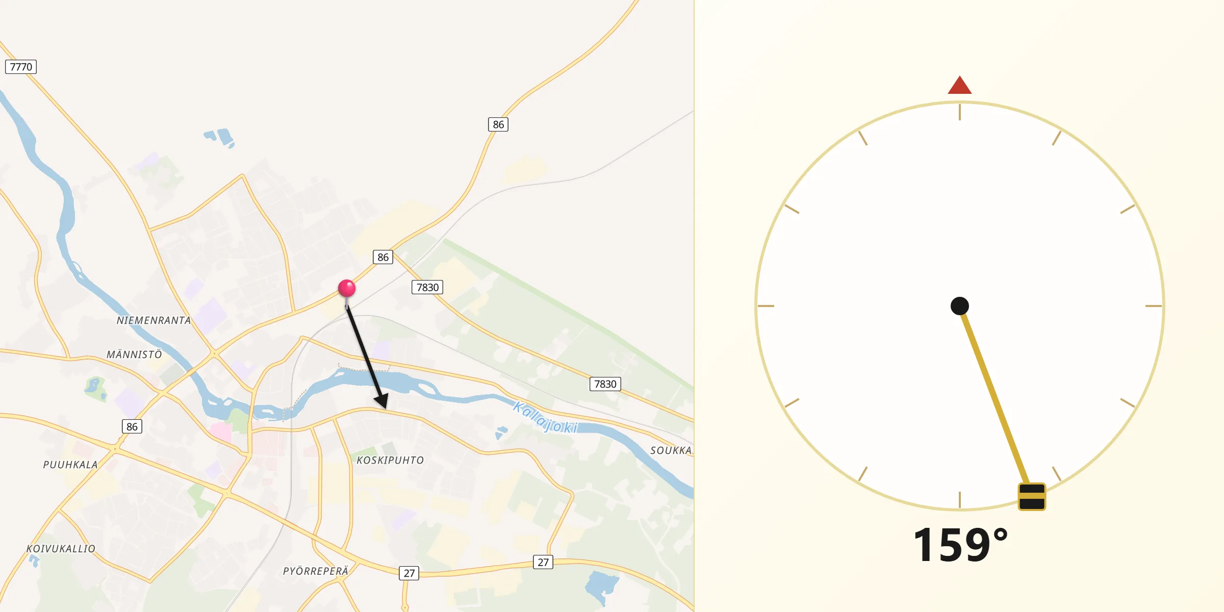 Qibla Riktning från Ylivieska