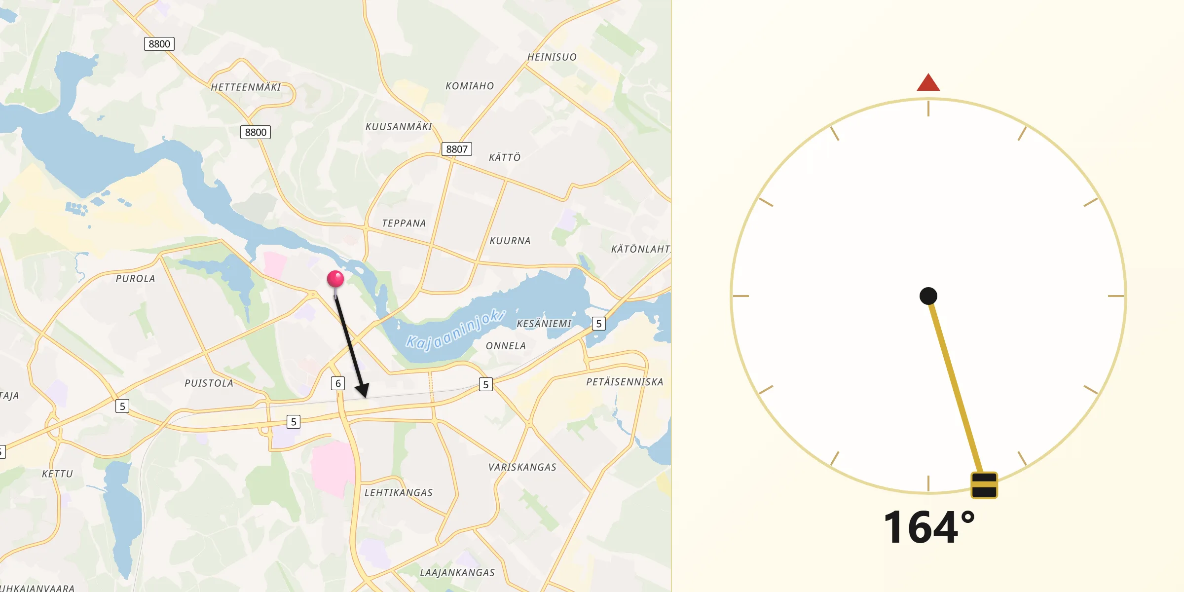 Qibla Riktning från Kajana