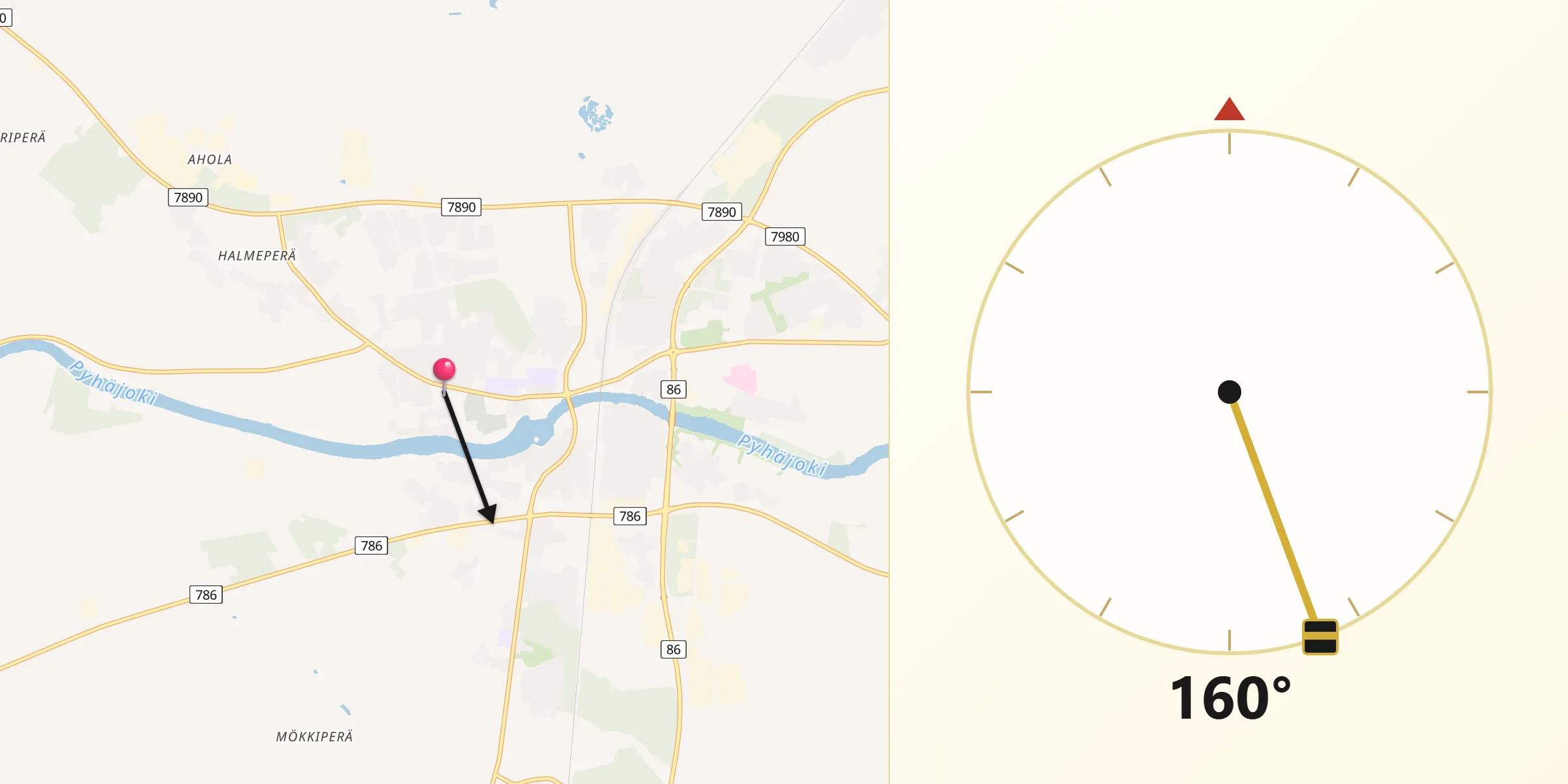 Qibla Riktning från Oulainen
