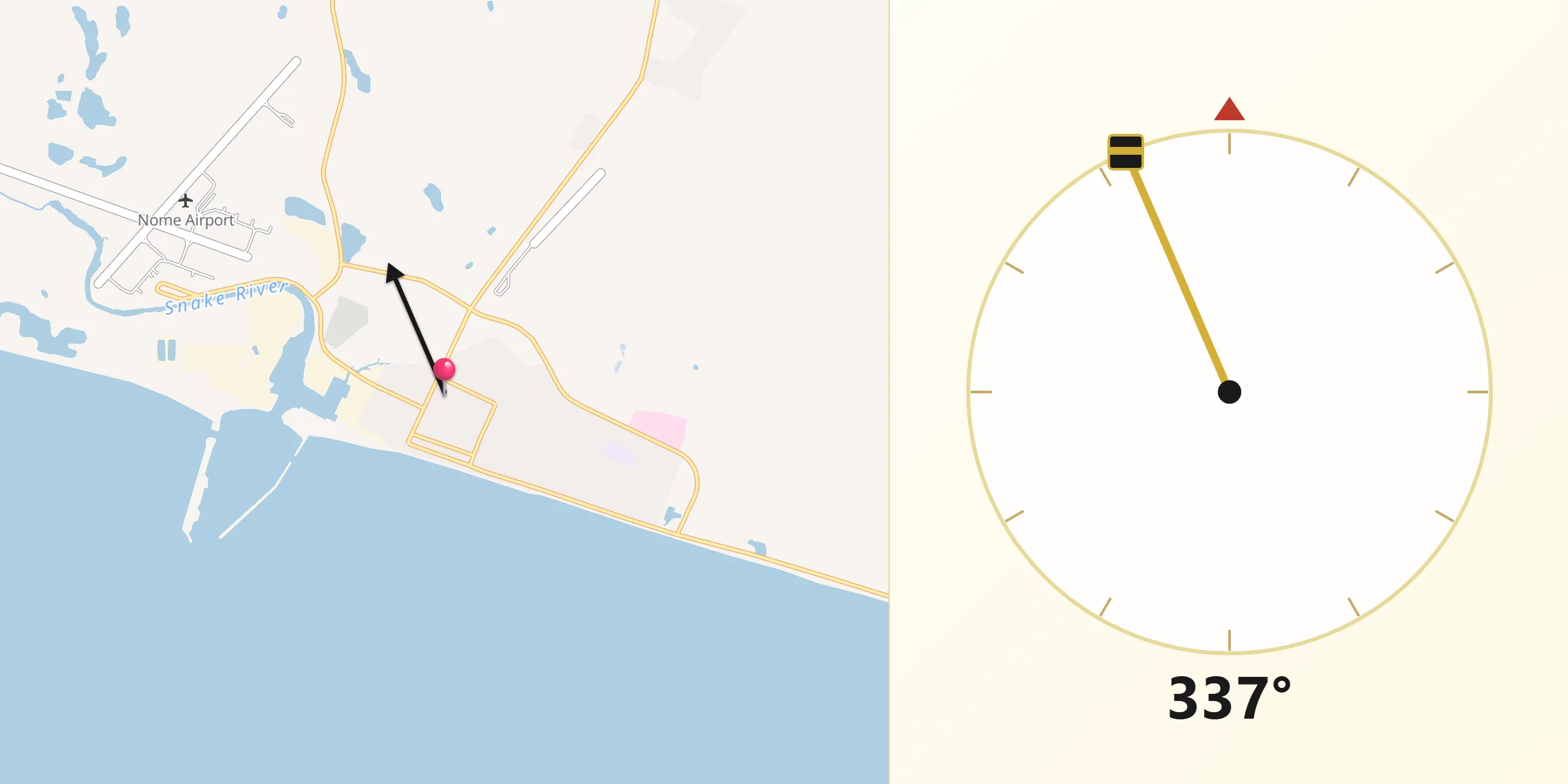 Qibla Direction from Nome