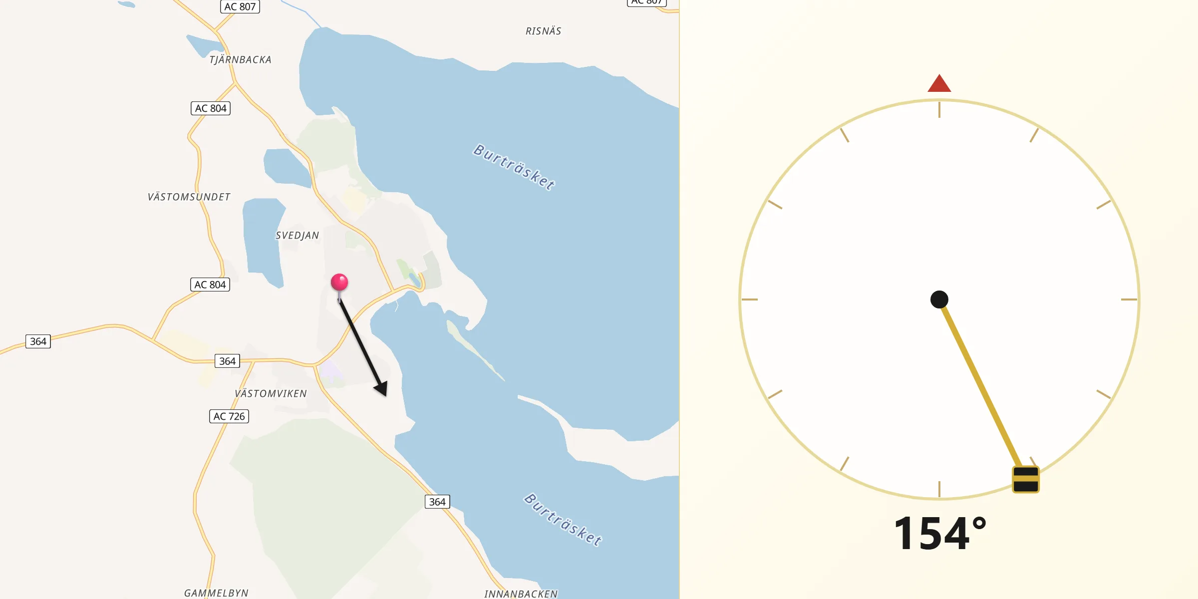Qibla Riktning från Burträsk