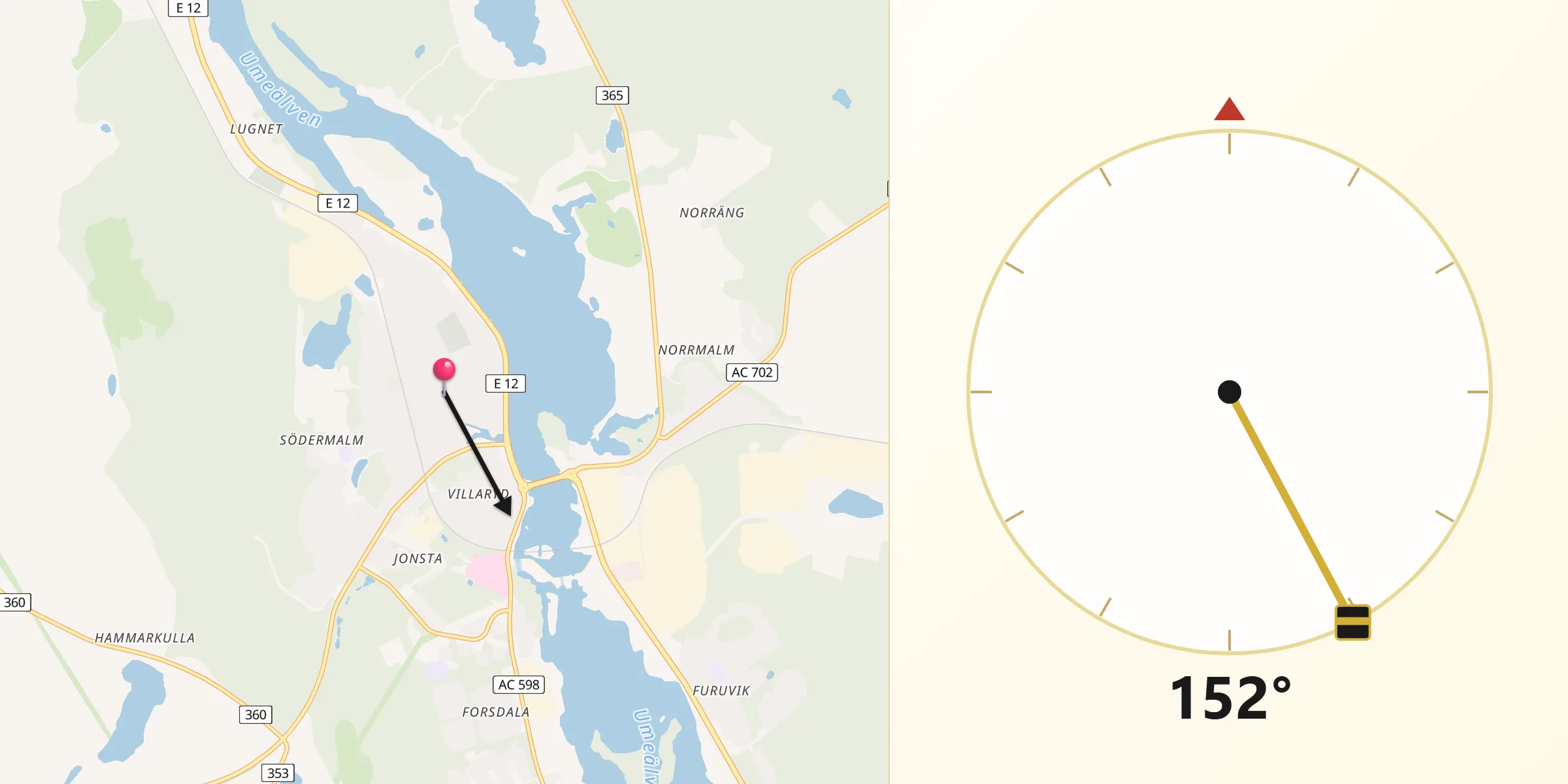 Qibla Riktning från Lycksele