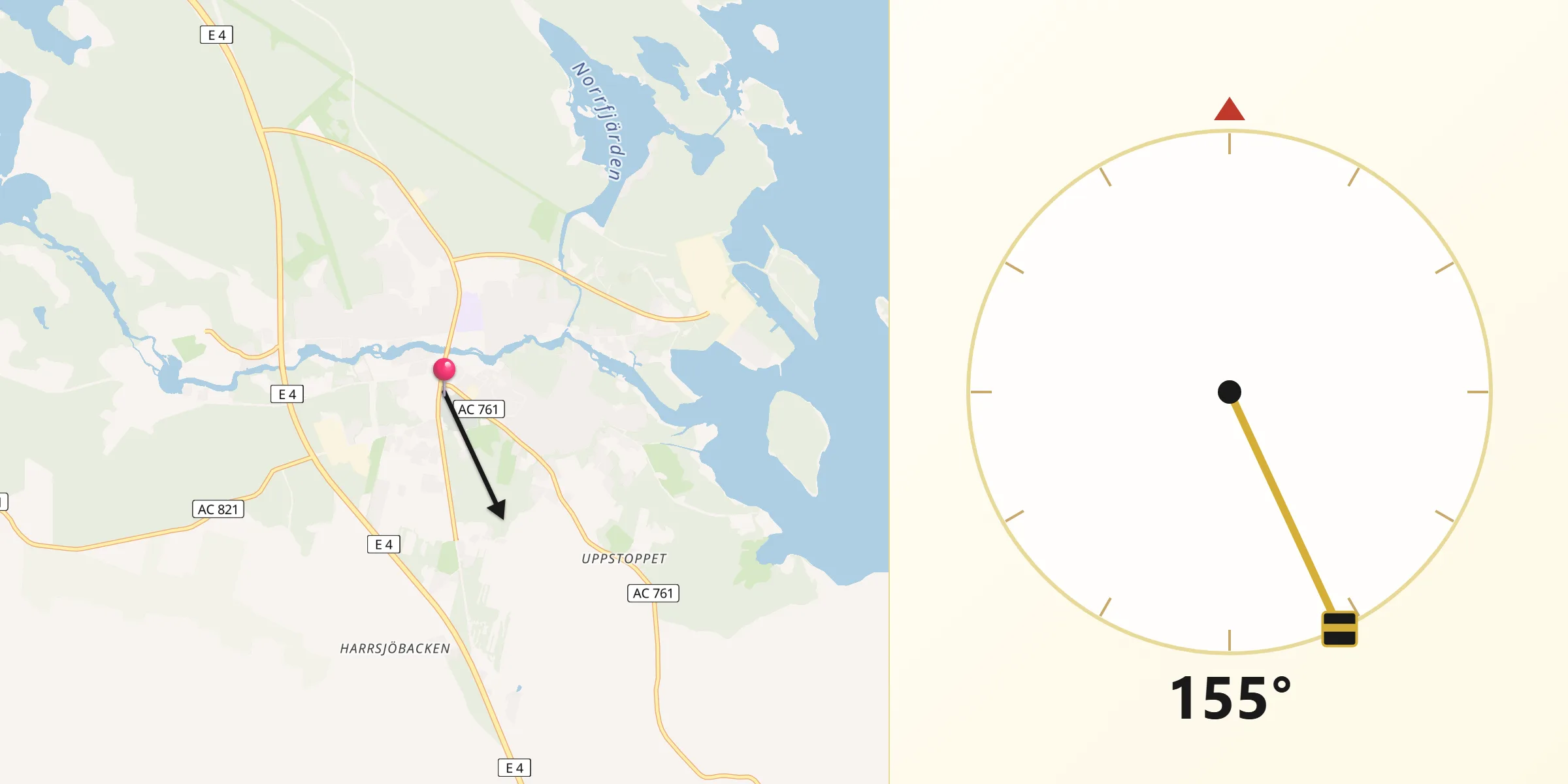 Qibla Riktning från Bureå