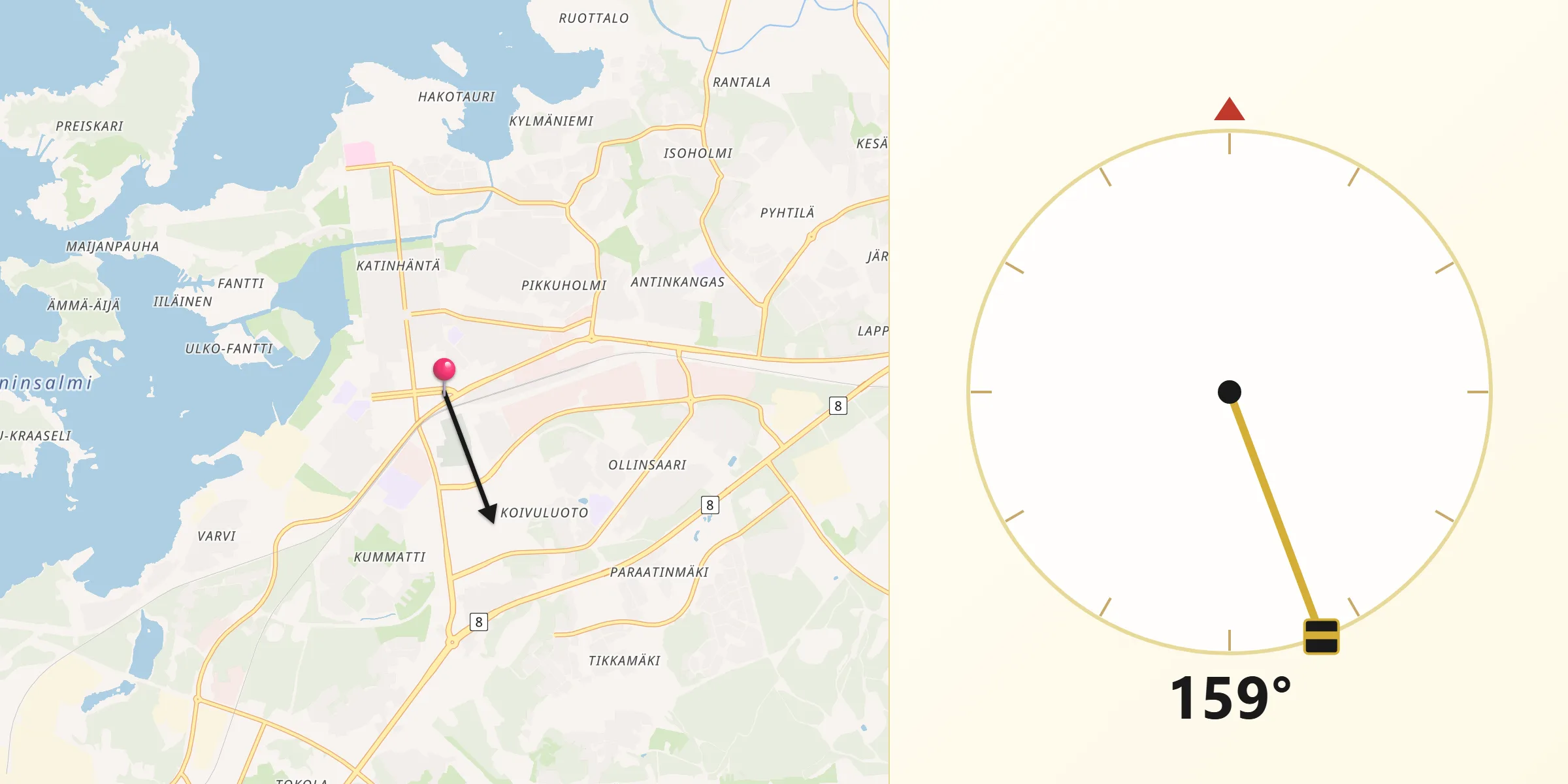 Qibla Riktning från Brahestad