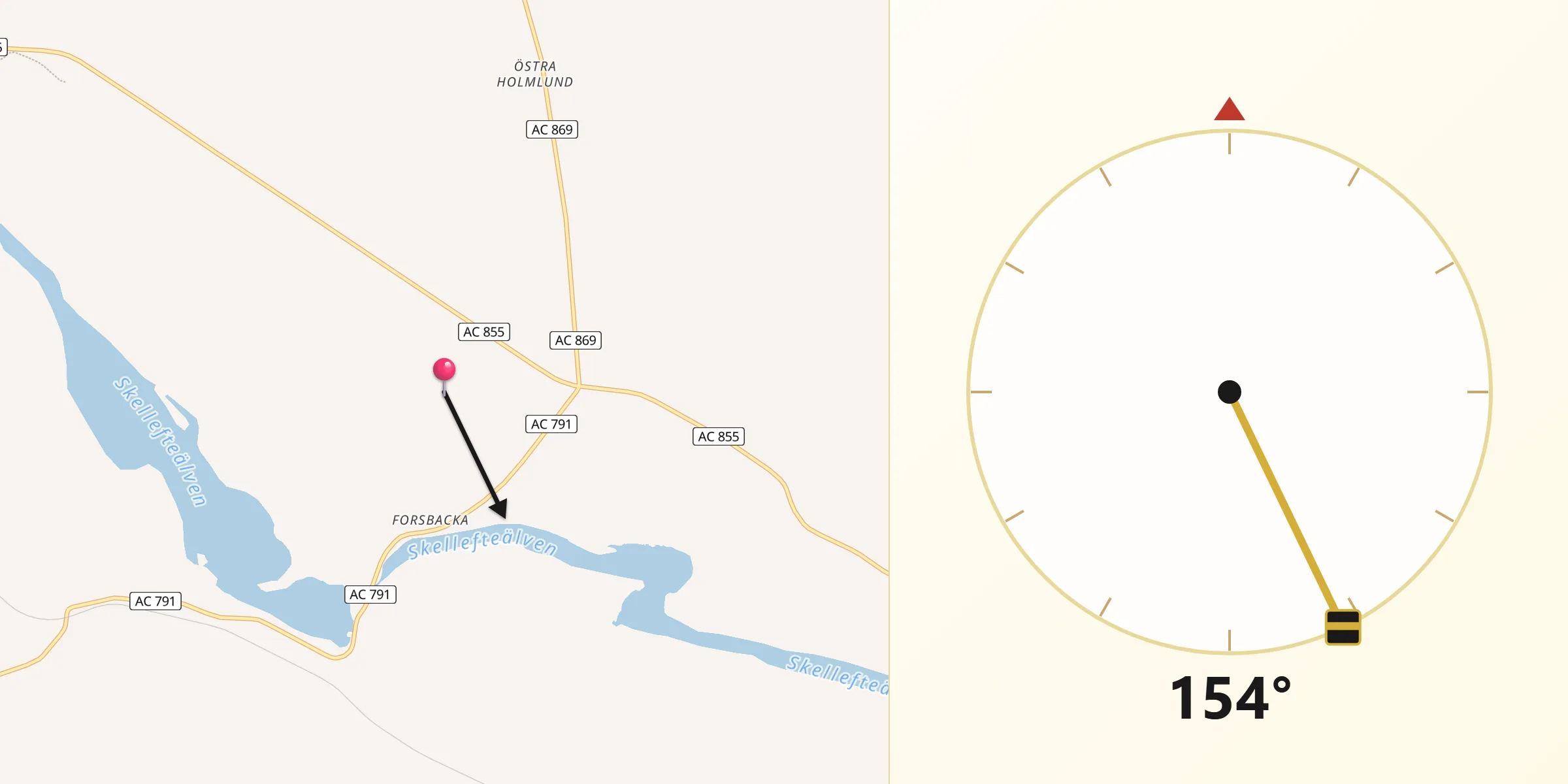 Qibla Riktning från Forsbacka