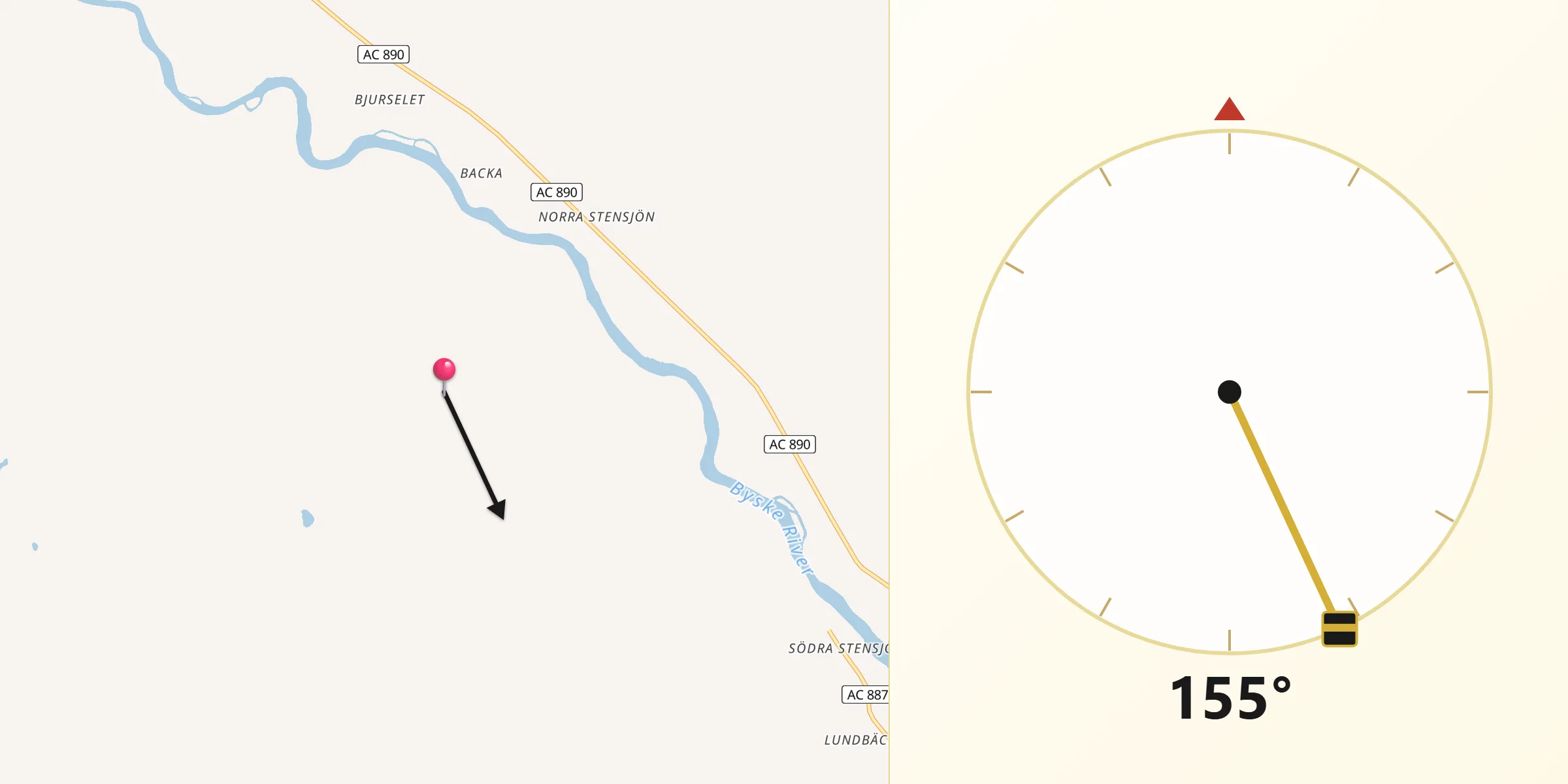 Qibla Riktning från Backa