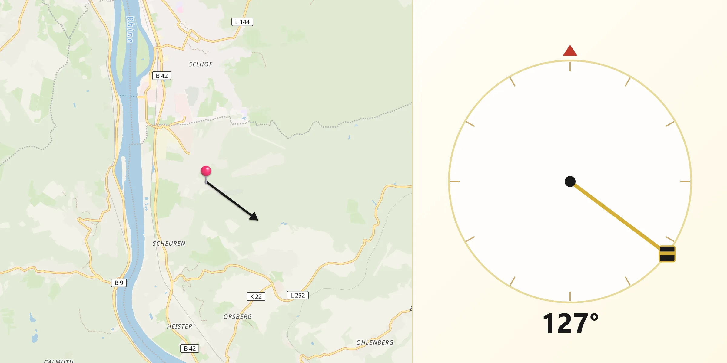 Qibla-Richtung von Rheinbreitbach