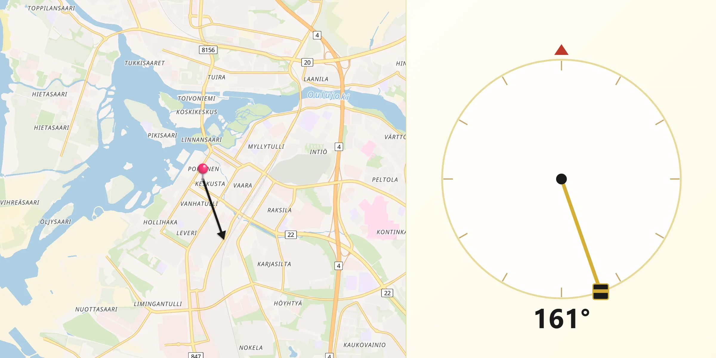 Qibla Riktning från Uleåborg