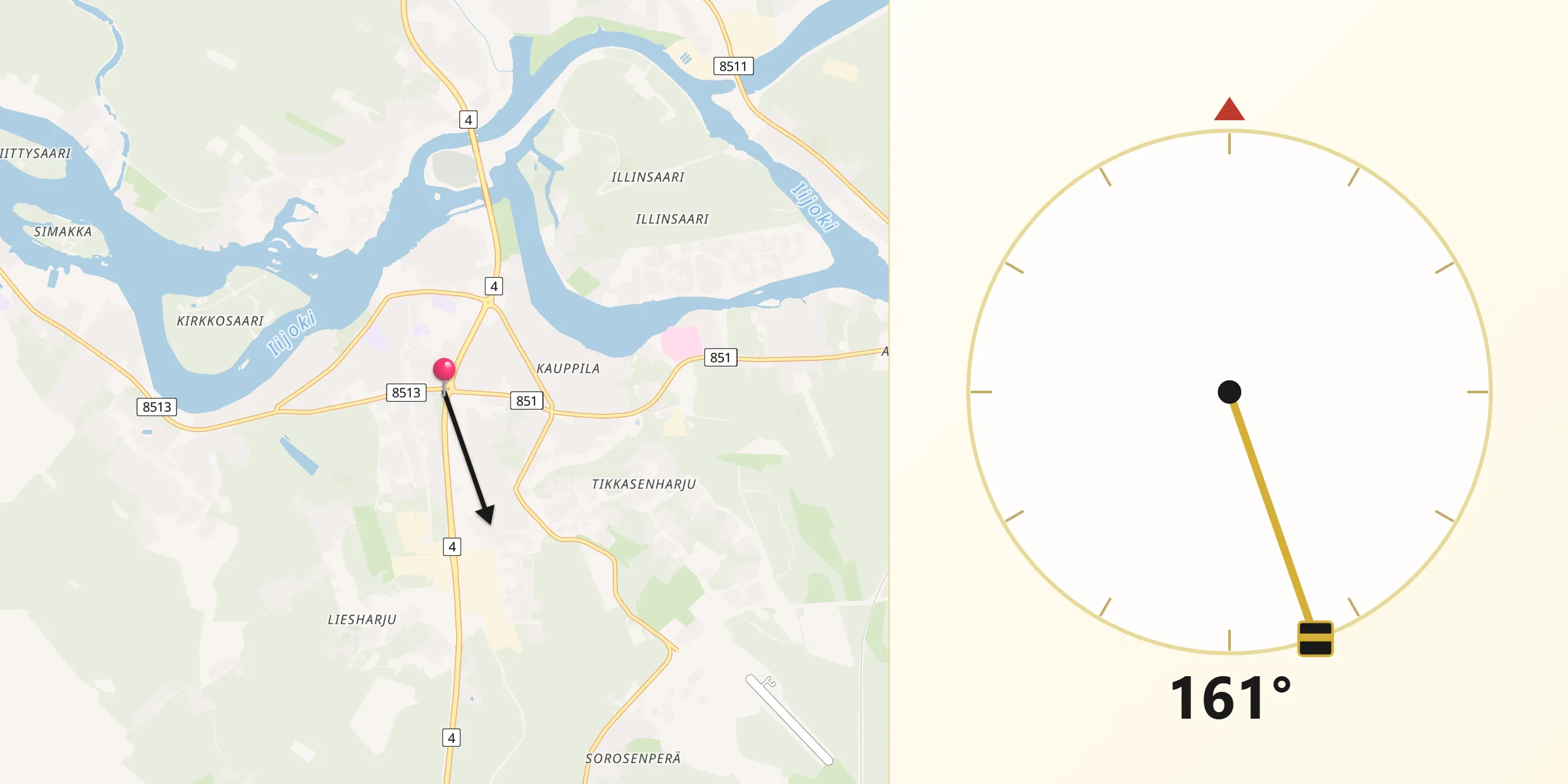 Qibla Riktning från Ii
