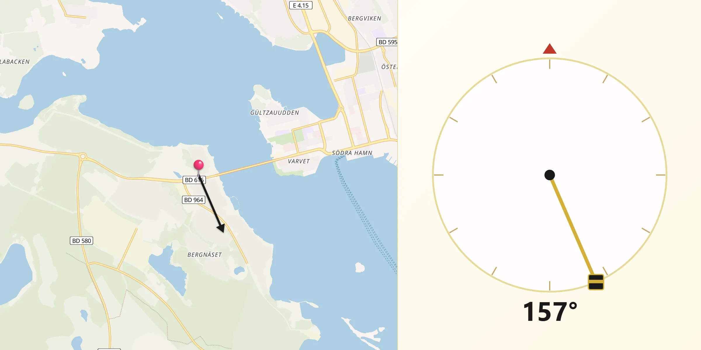 Qibla Riktning från Bergnäset