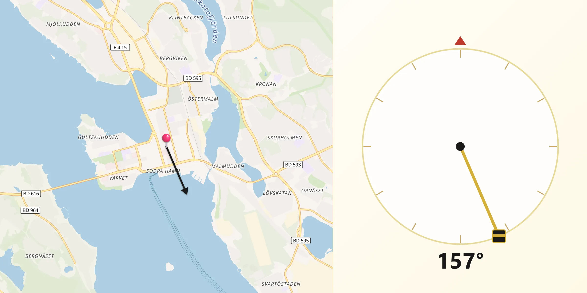 Qibla Riktning från Luleå