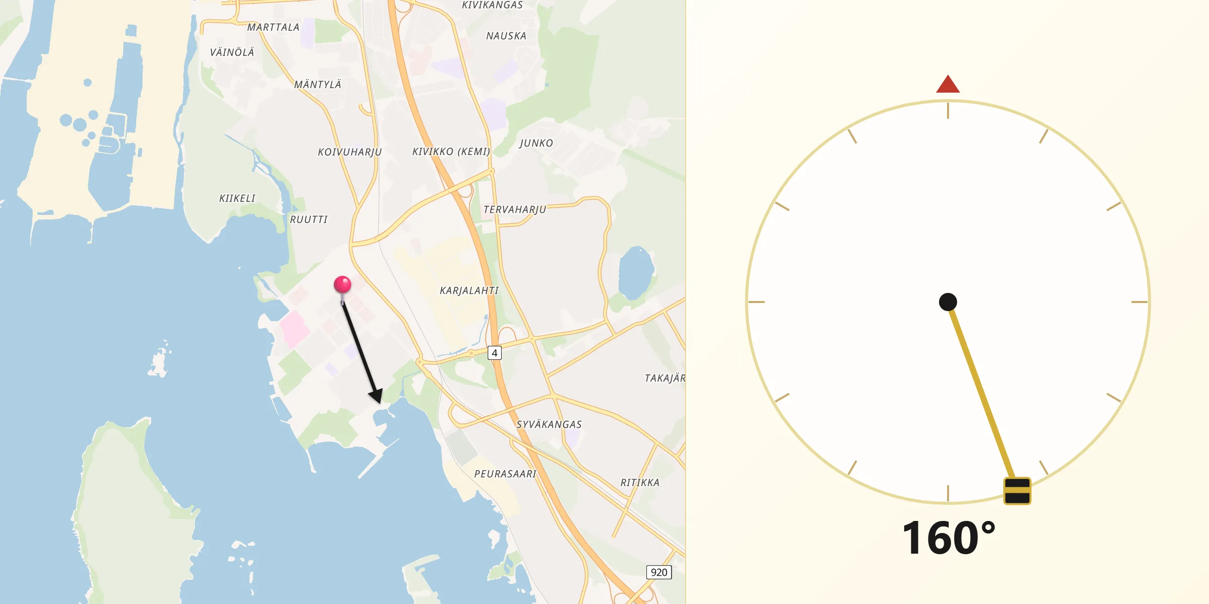 Qibla Riktning från Kemi