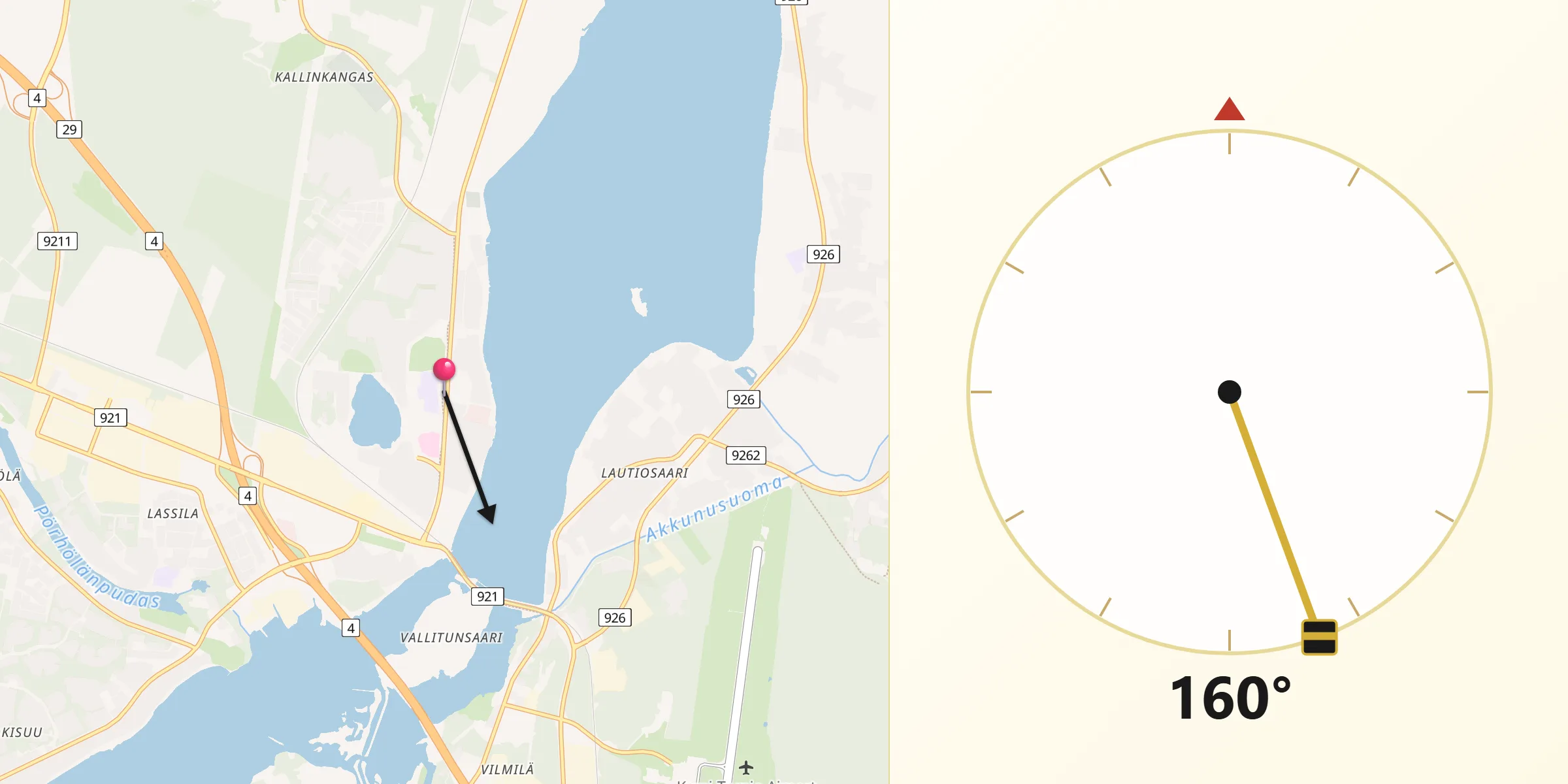 Qibla Riktning från Keminmaa