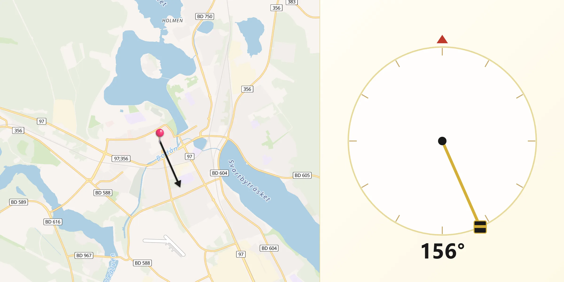 Qibla Riktning från Boden