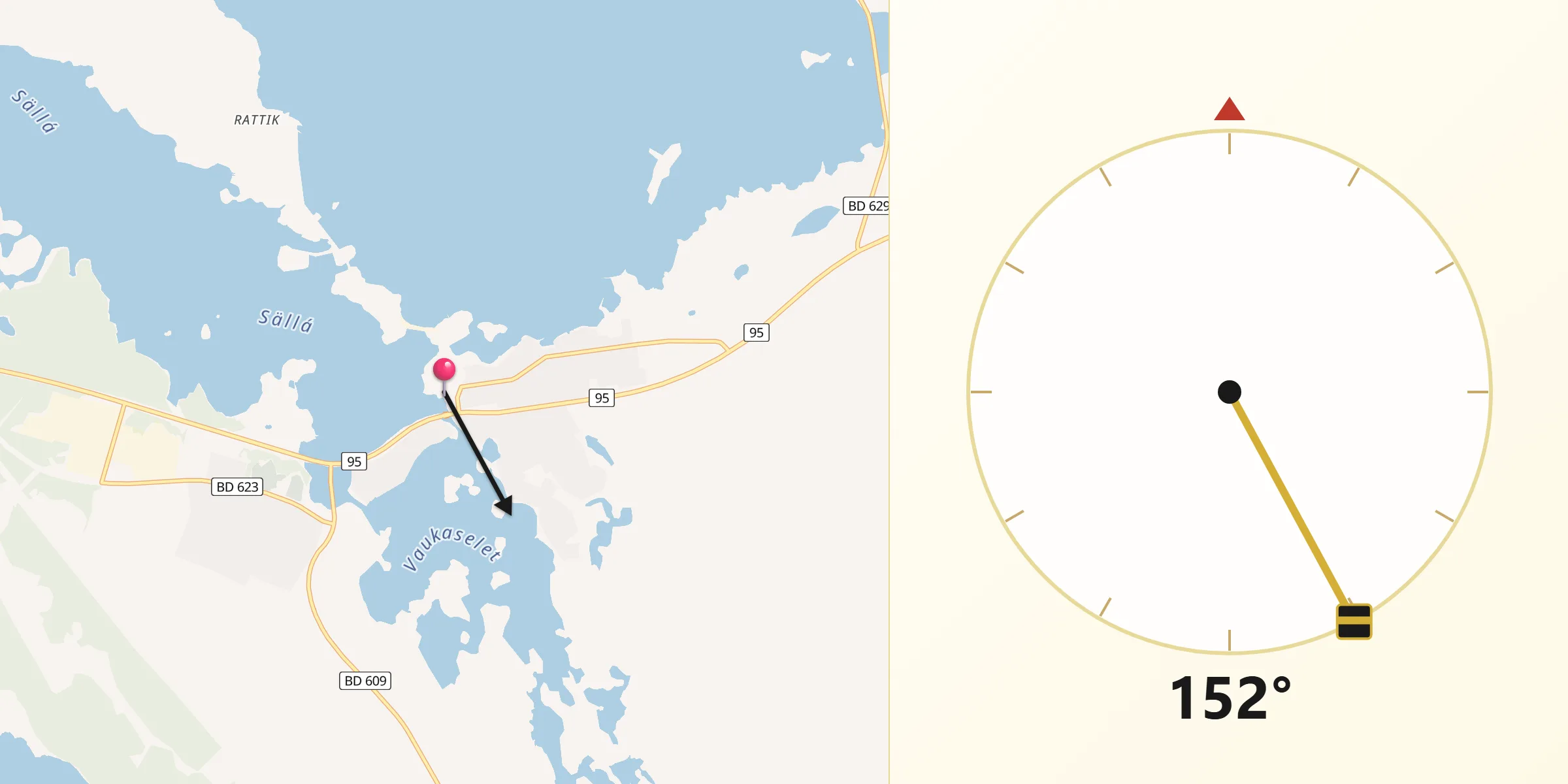 Qibla Riktning från Arjeplog