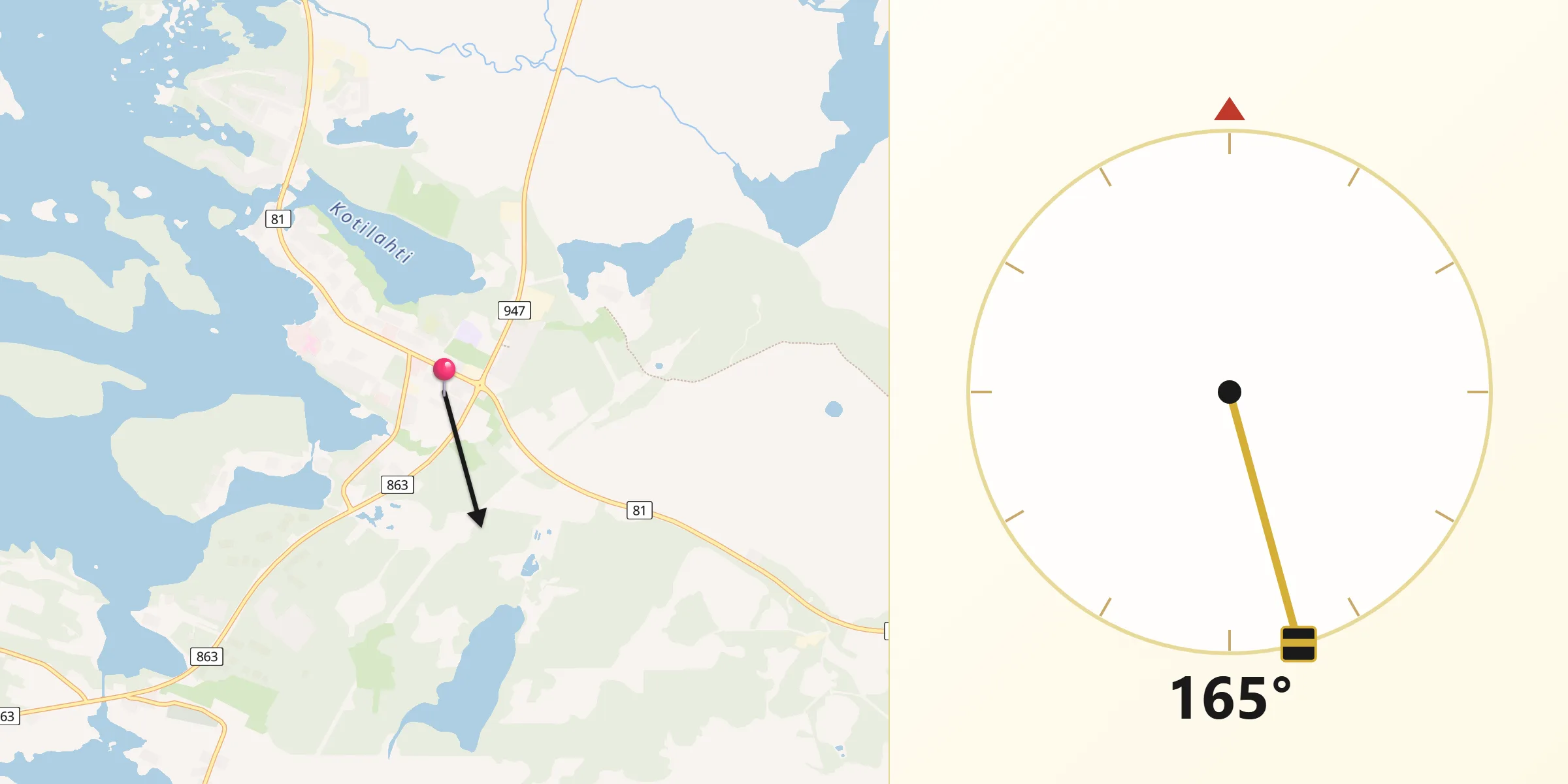 Qibla Riktning från Posio