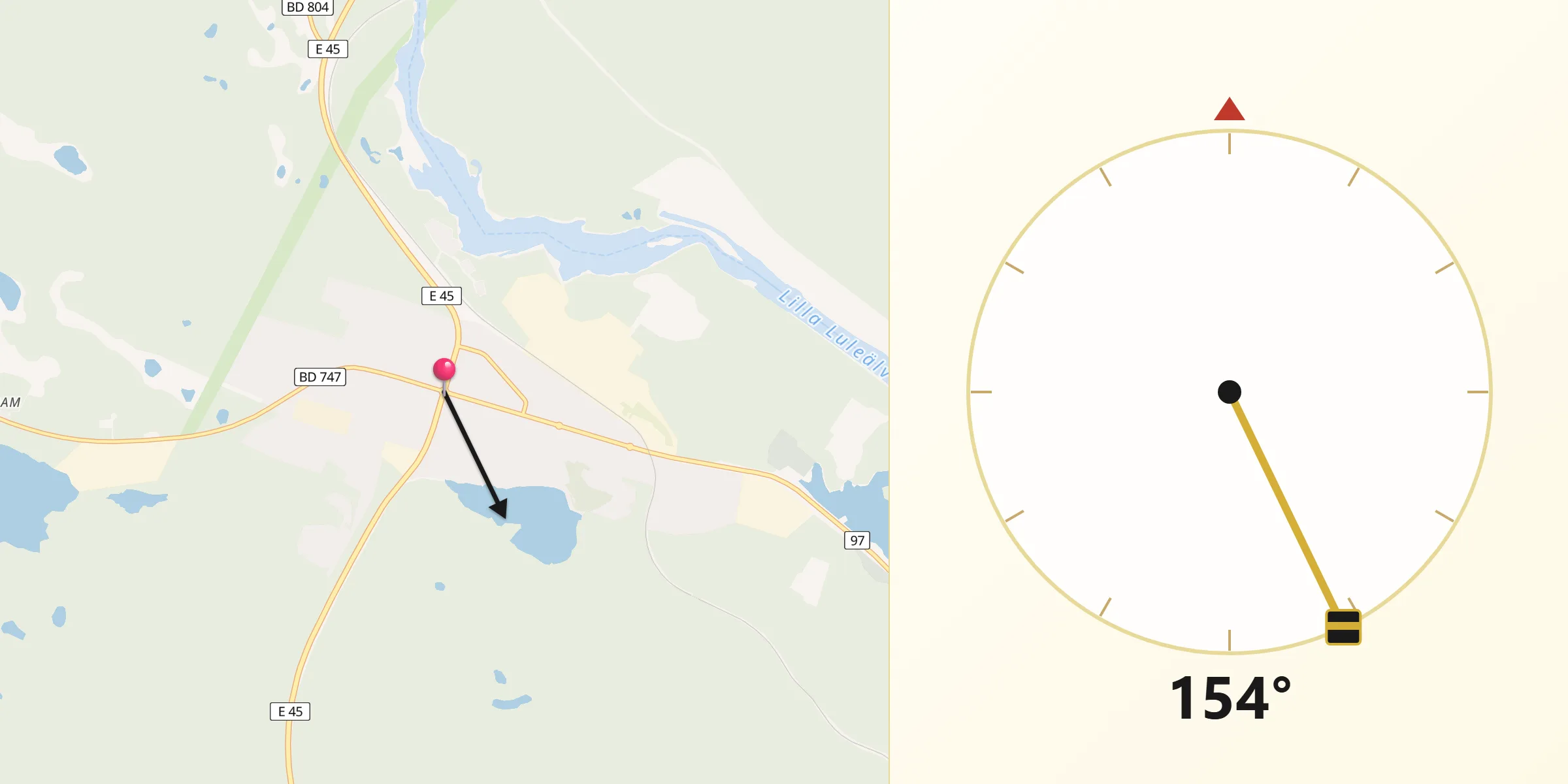 Qibla Riktning från Jokkmokk