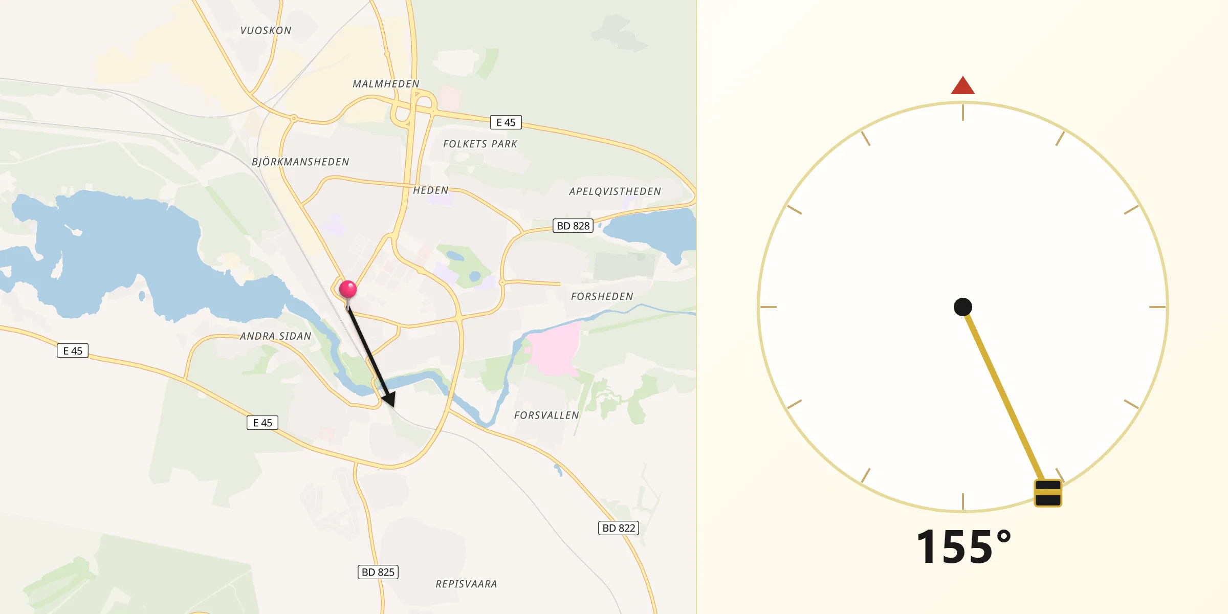 Qibla Riktning från Gällivare