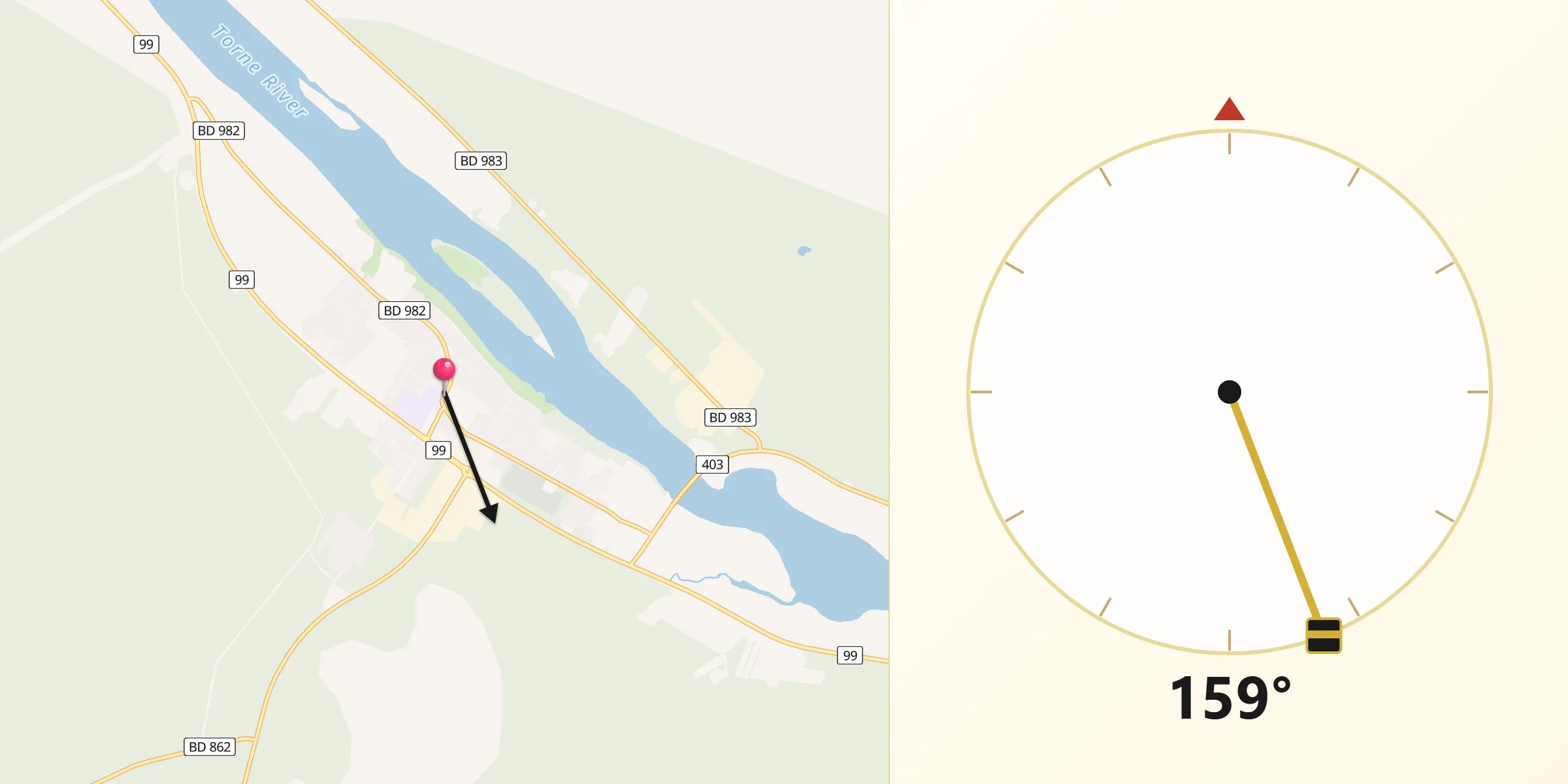 Qibla Riktning från Pajala