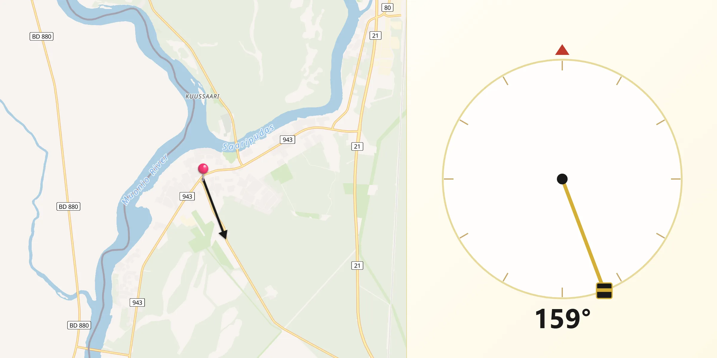 Qibla Riktning från Kolari