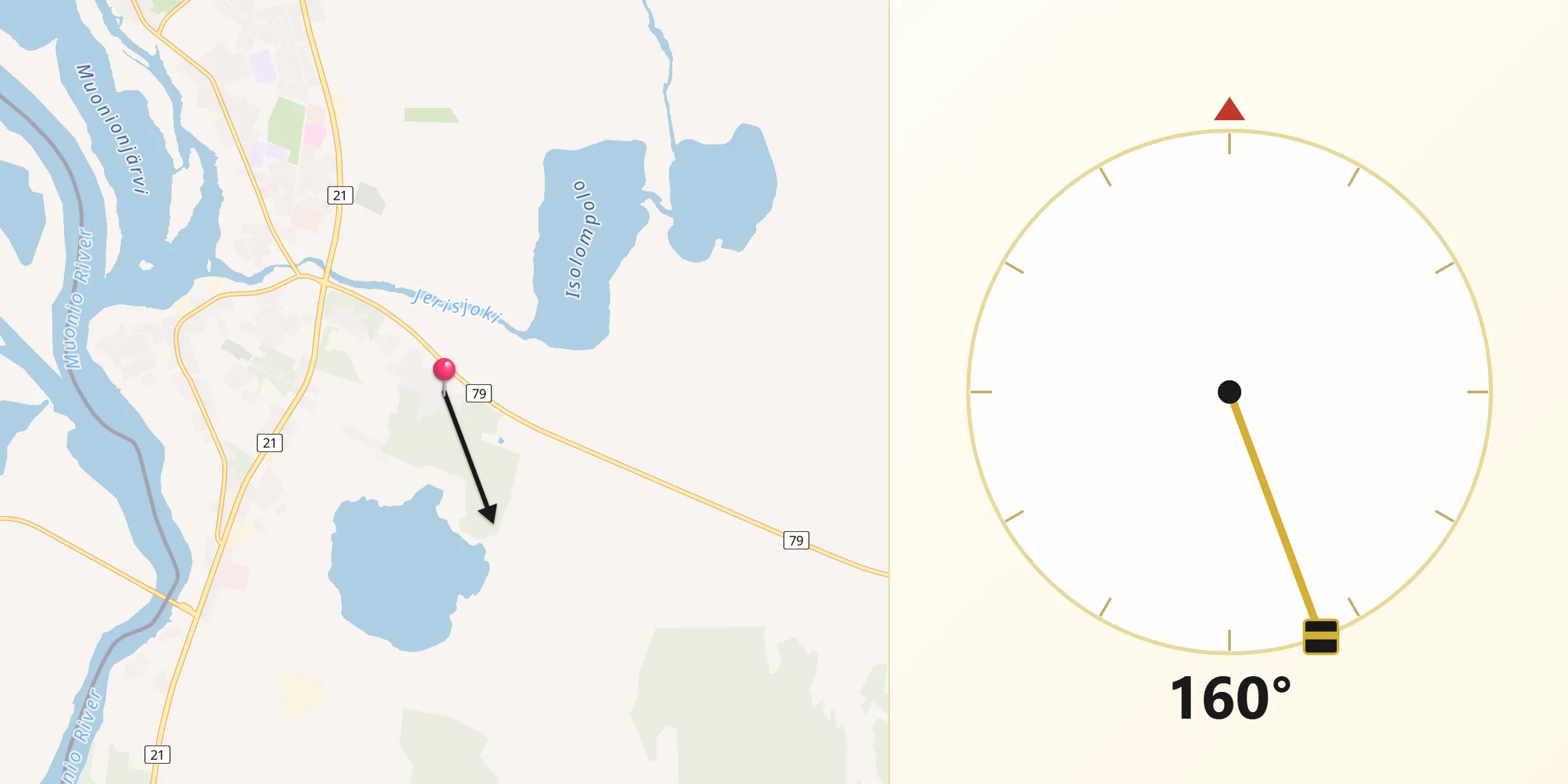 Qibla Riktning från Muonio
