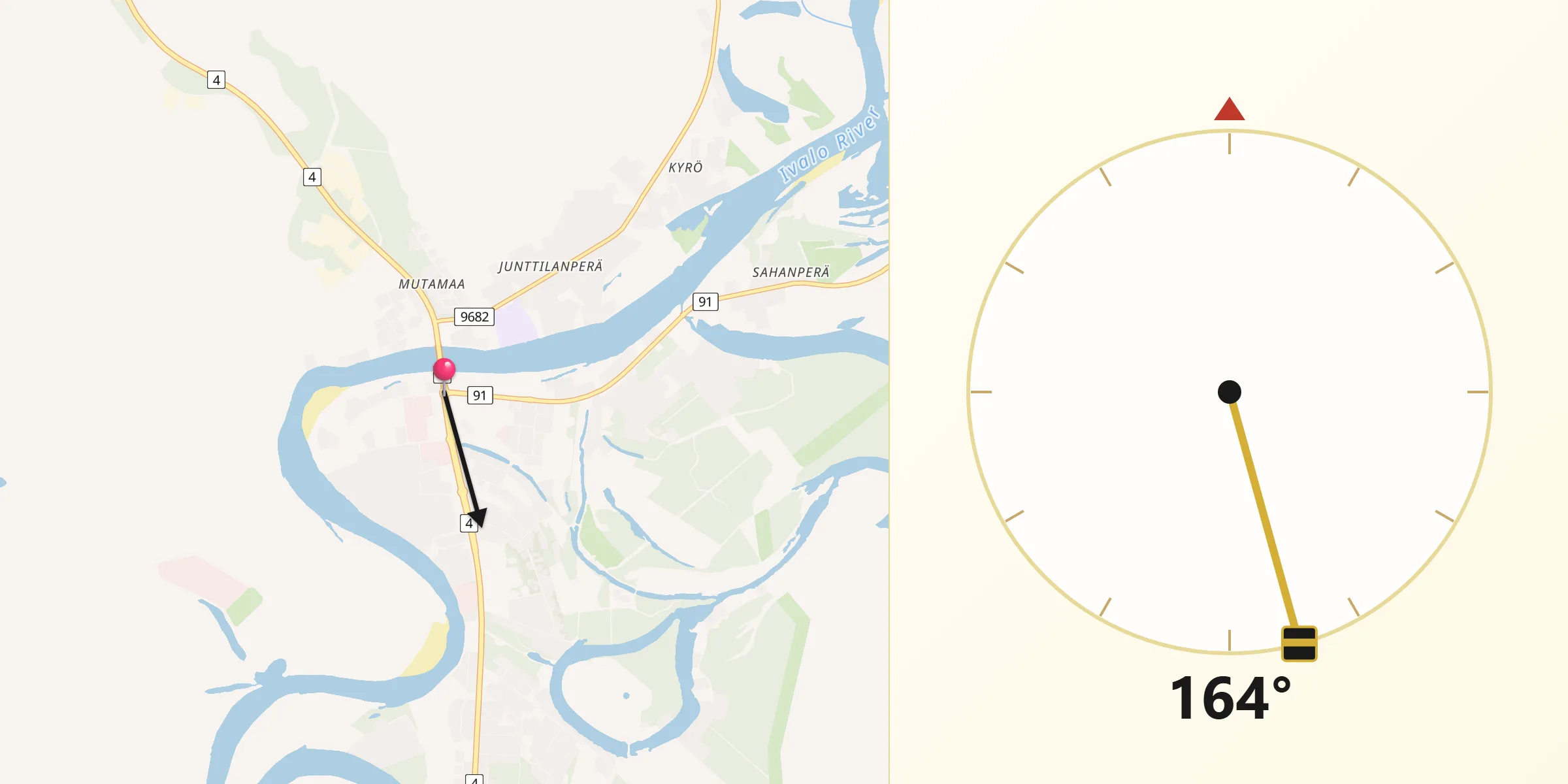 Qibla Riktning från Ivalo