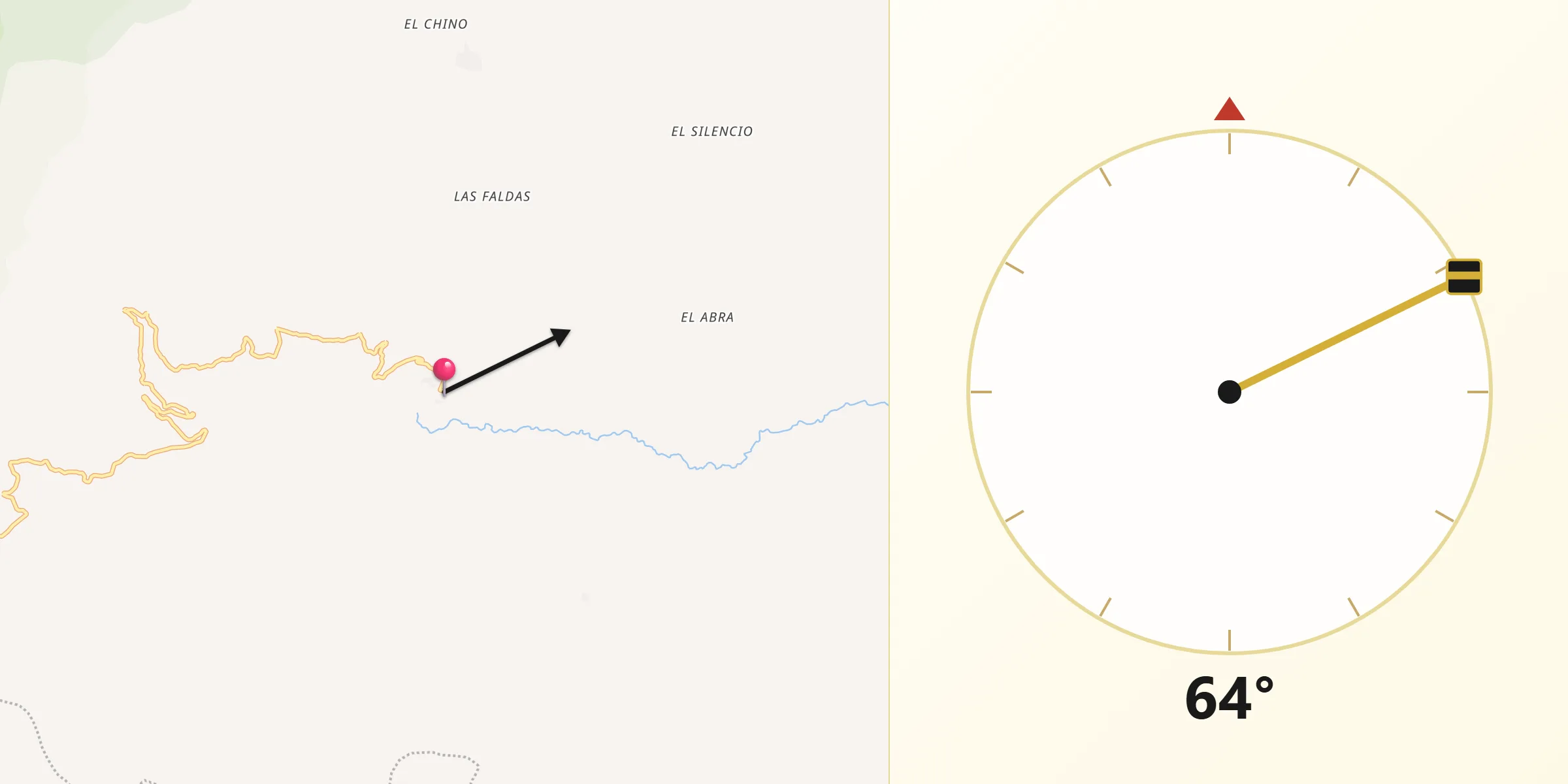 Dirección de la Qibla desde Peque