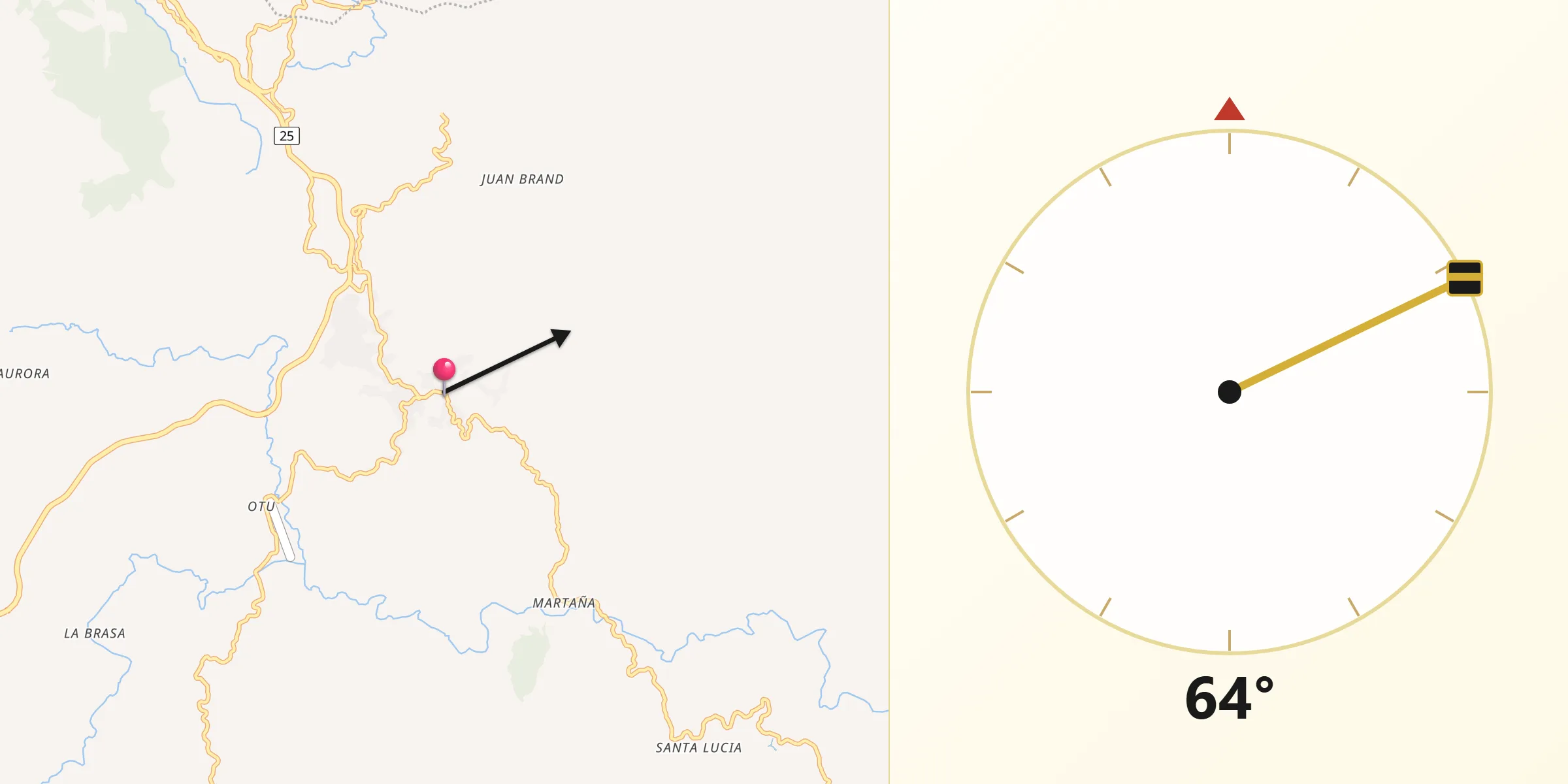 Dirección de la Qibla desde Remedios