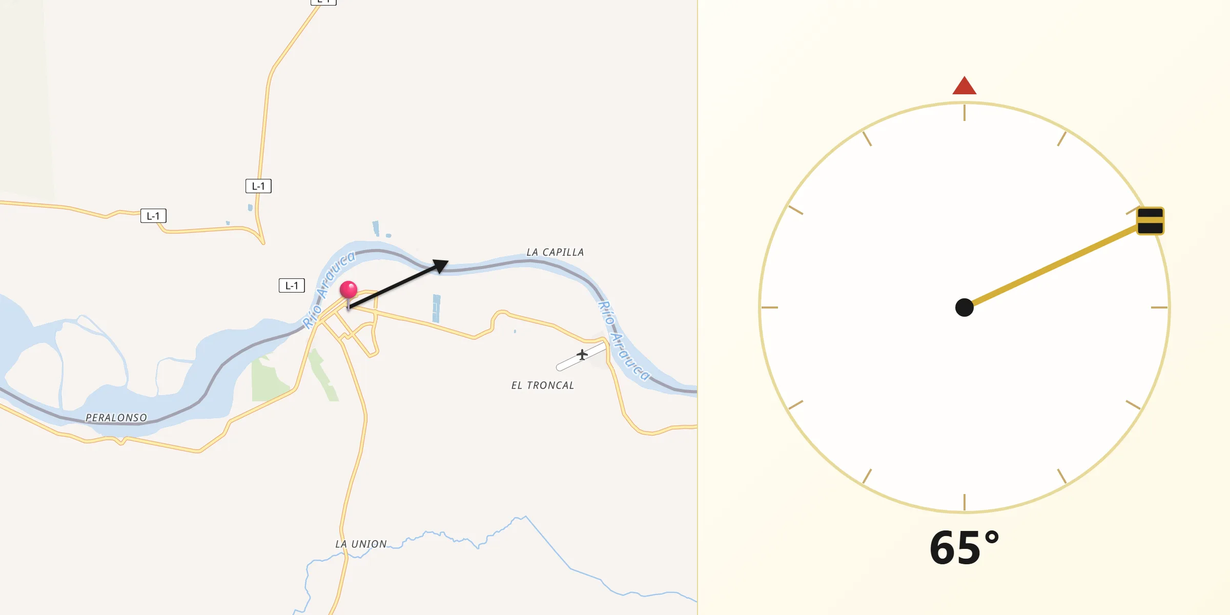 Dirección de la Qibla desde Arauquita