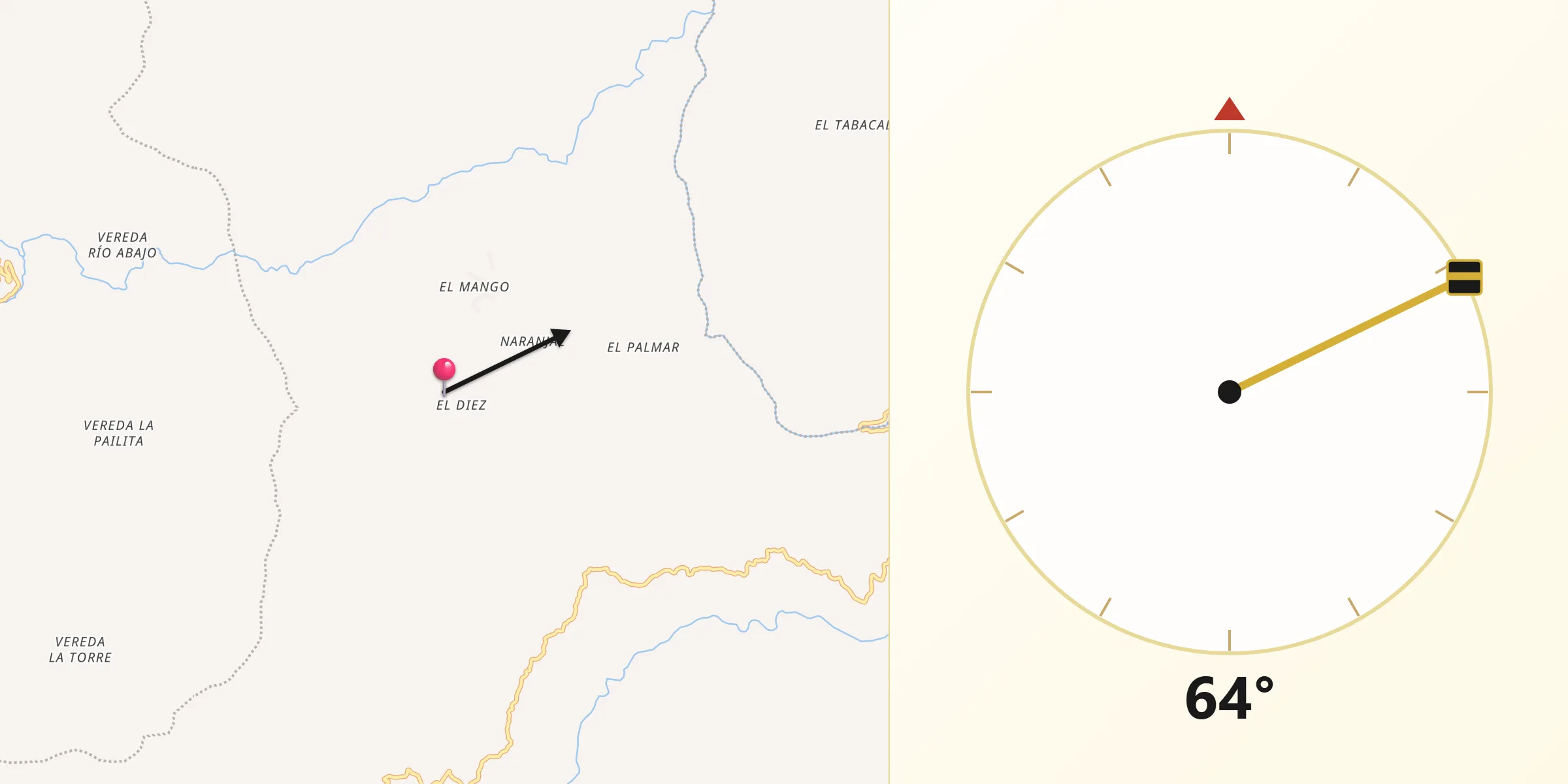 Dirección de la Qibla desde Campamento