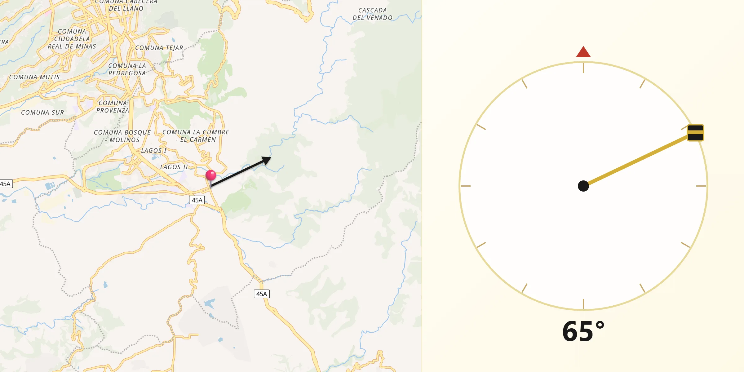 Dirección de la Qibla desde Floridablanca