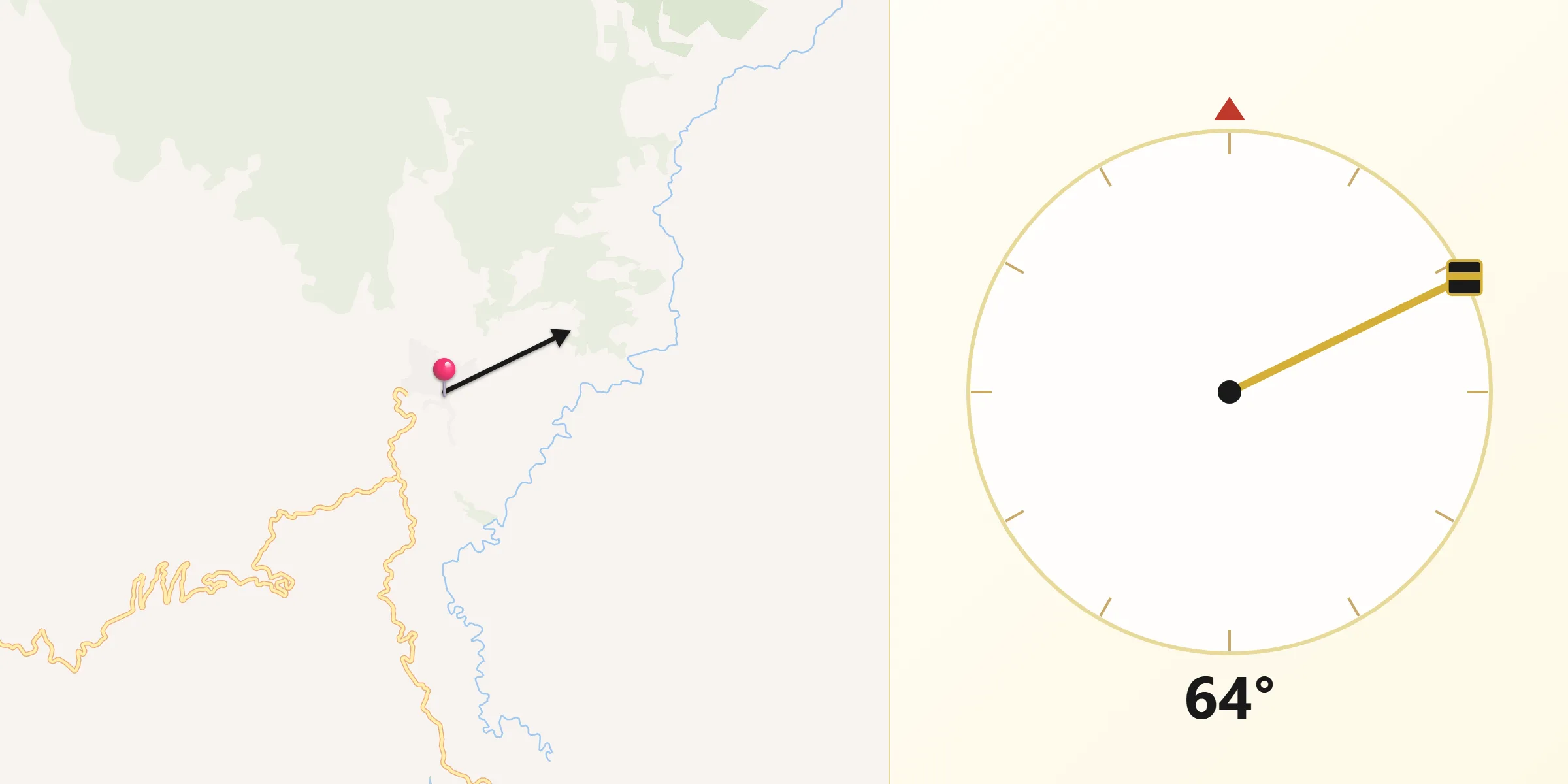 Dirección de la Qibla desde Anorí