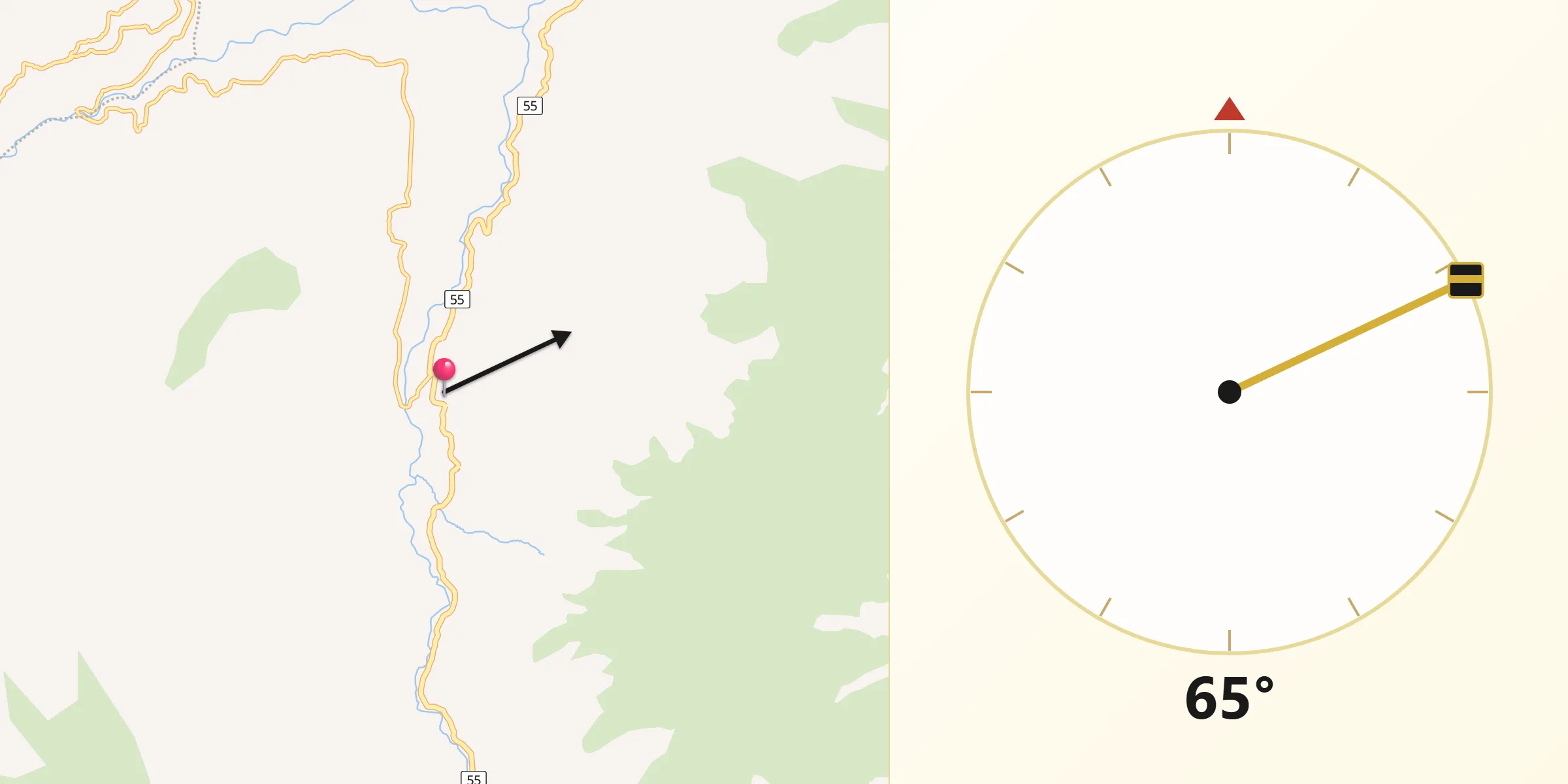 Dirección de la Qibla desde Chitagá