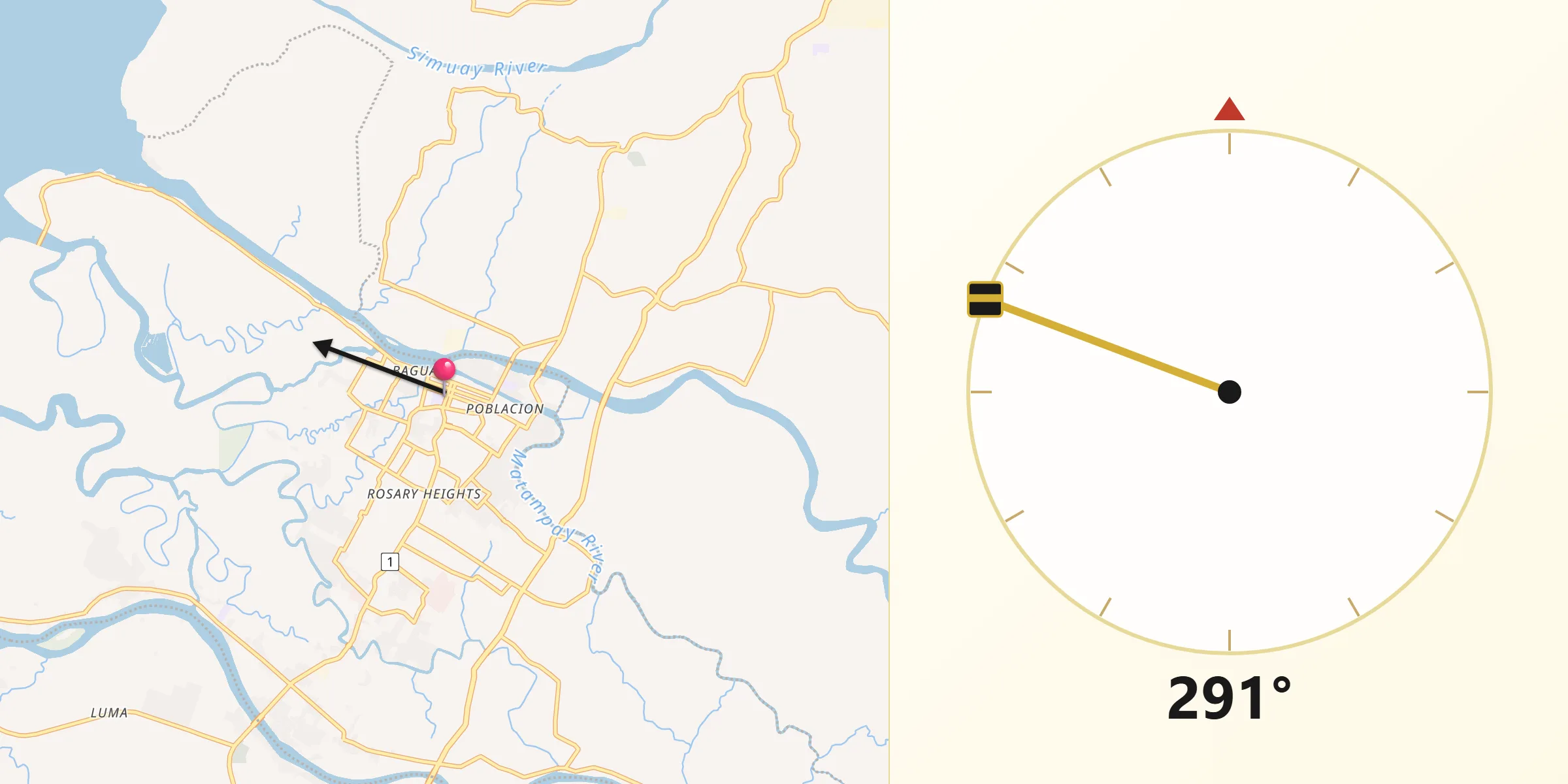 Qibla Direction from Cotabato City