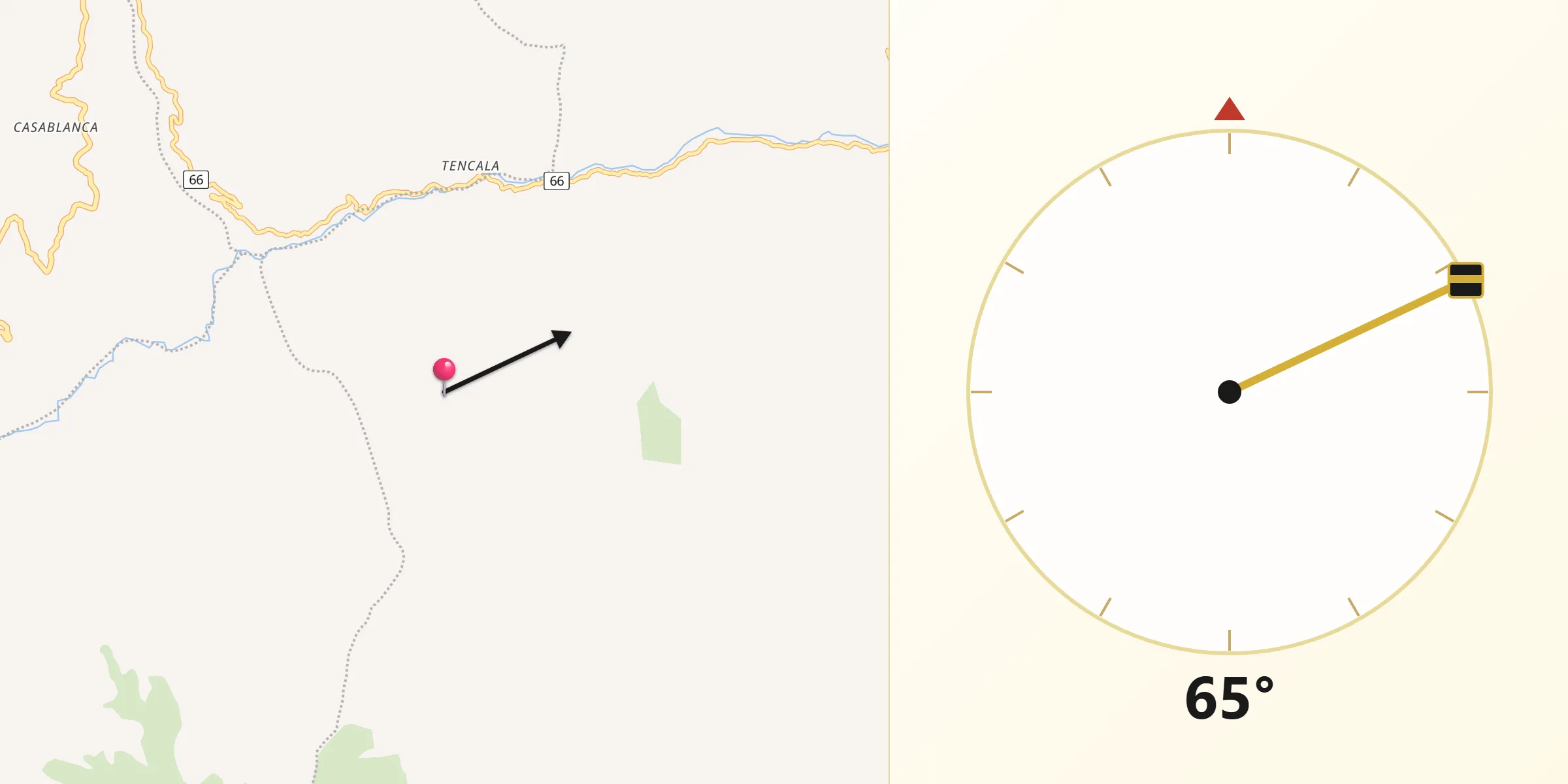 Dirección de la Qibla desde Labateca