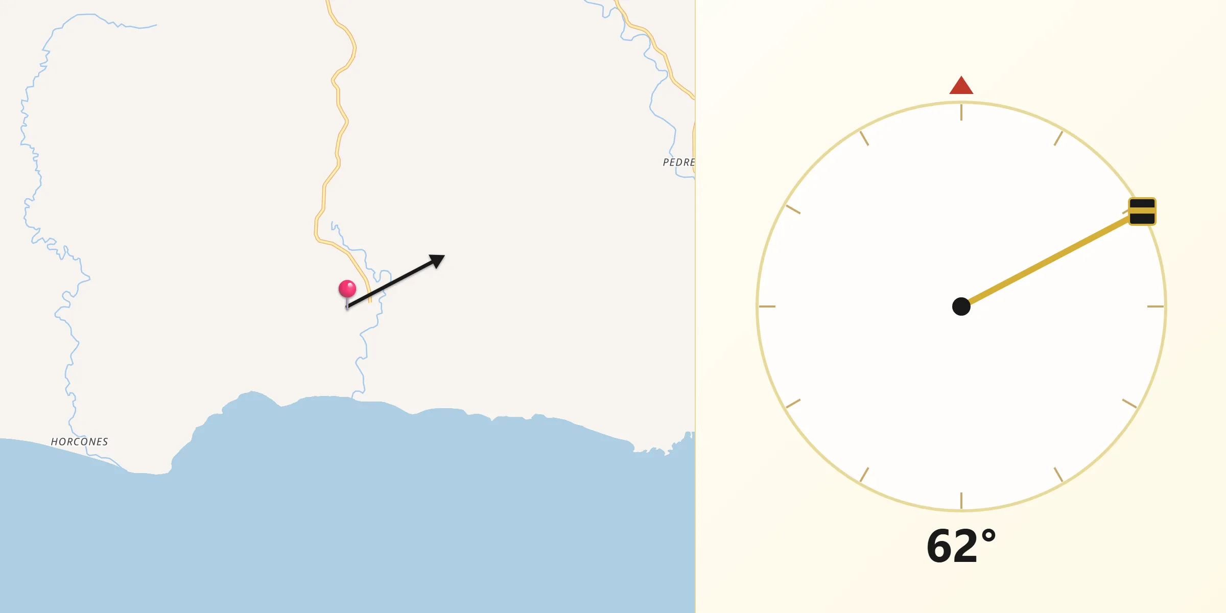 Dirección de la Qibla desde Cambutal