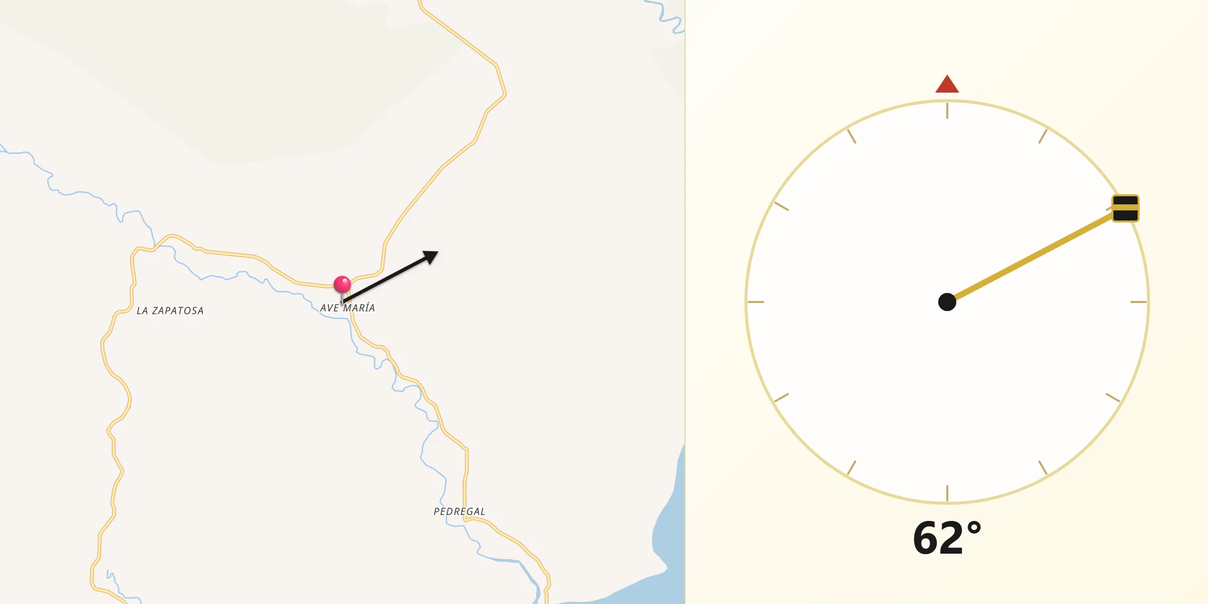 Dirección de la Qibla desde Ave María