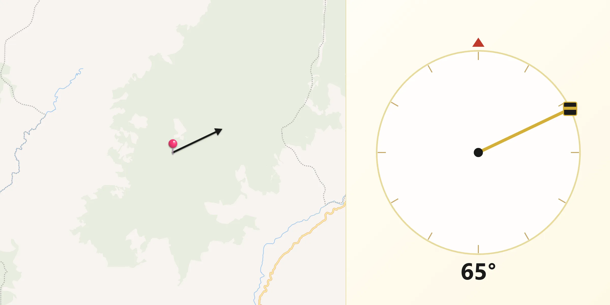 Dirección de la Qibla desde Matanza