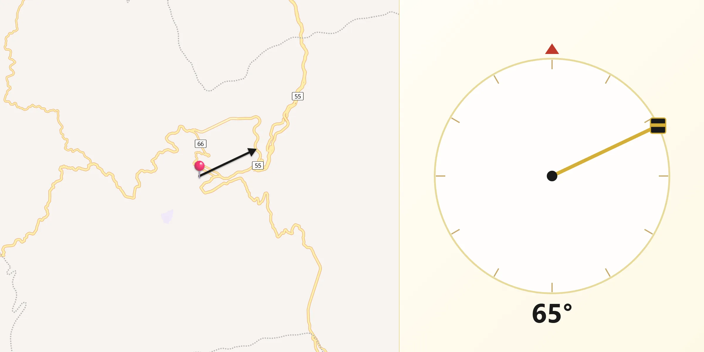 Dirección de la Qibla desde Pamplona