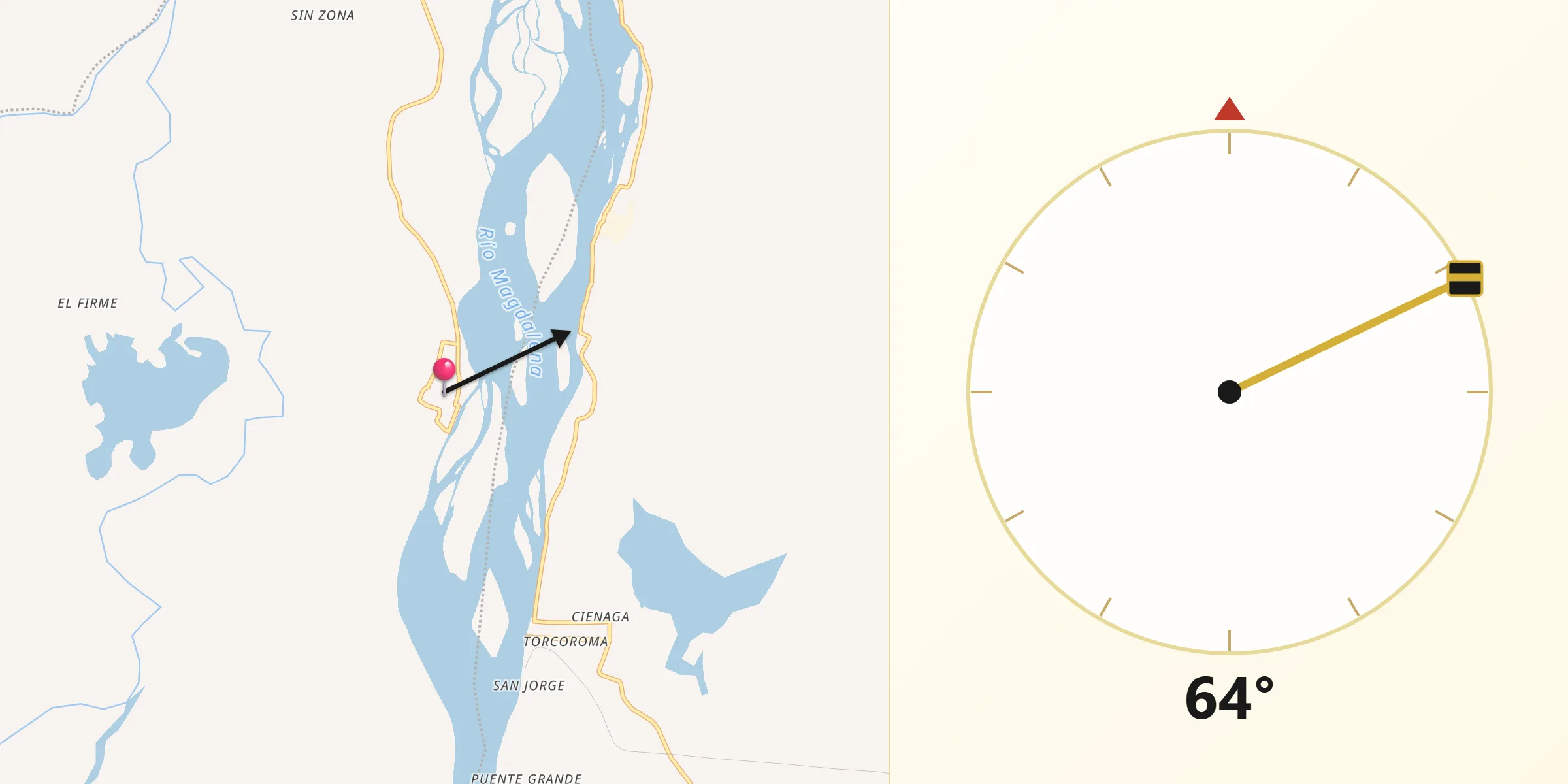 Dirección de la Qibla desde Cantagallo