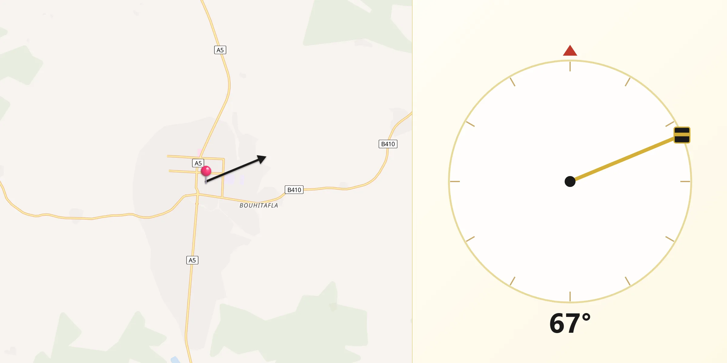 Direction vers la Qibla depuis Vavoua