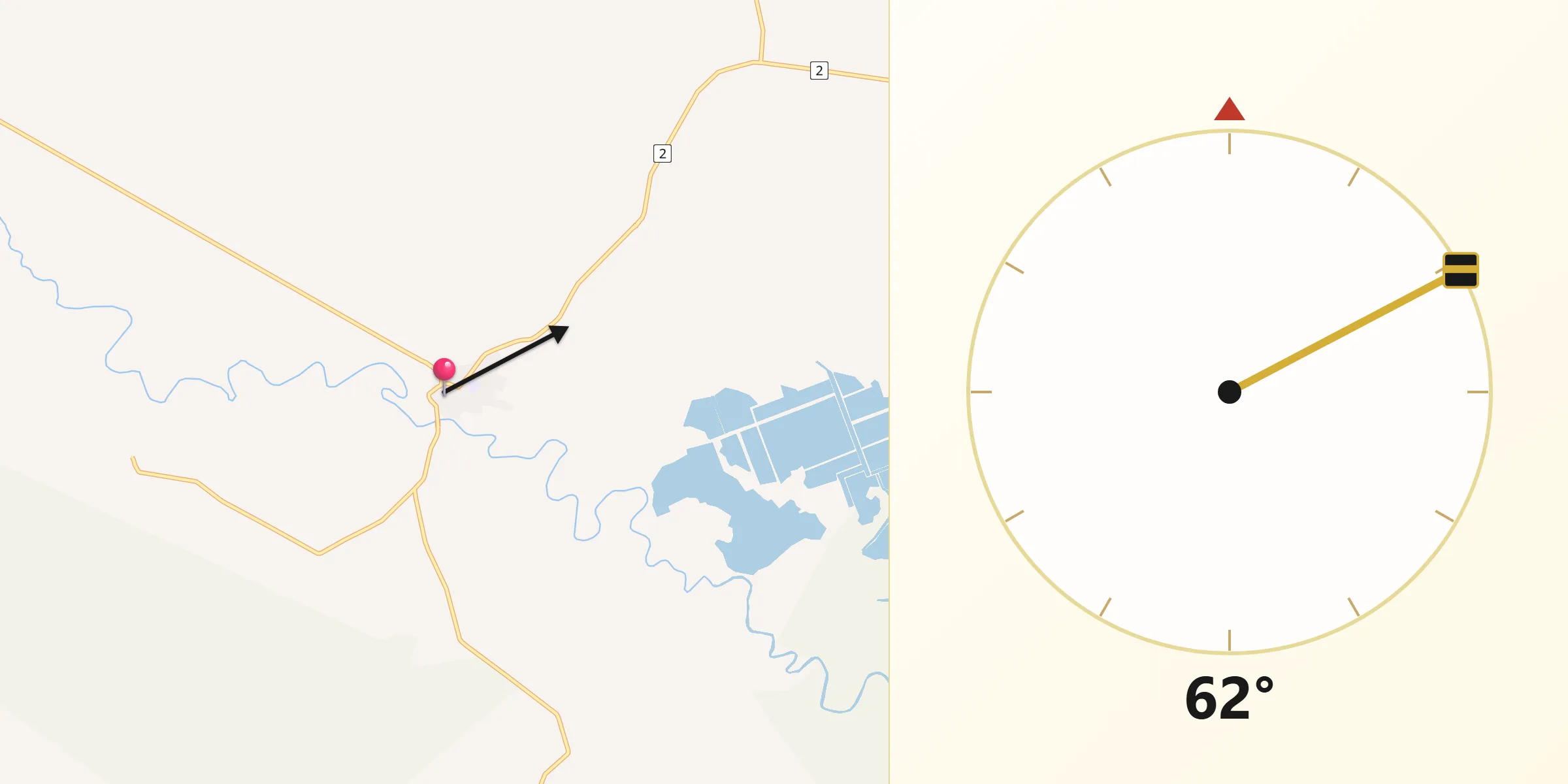 Dirección de la Qibla desde Tonosí