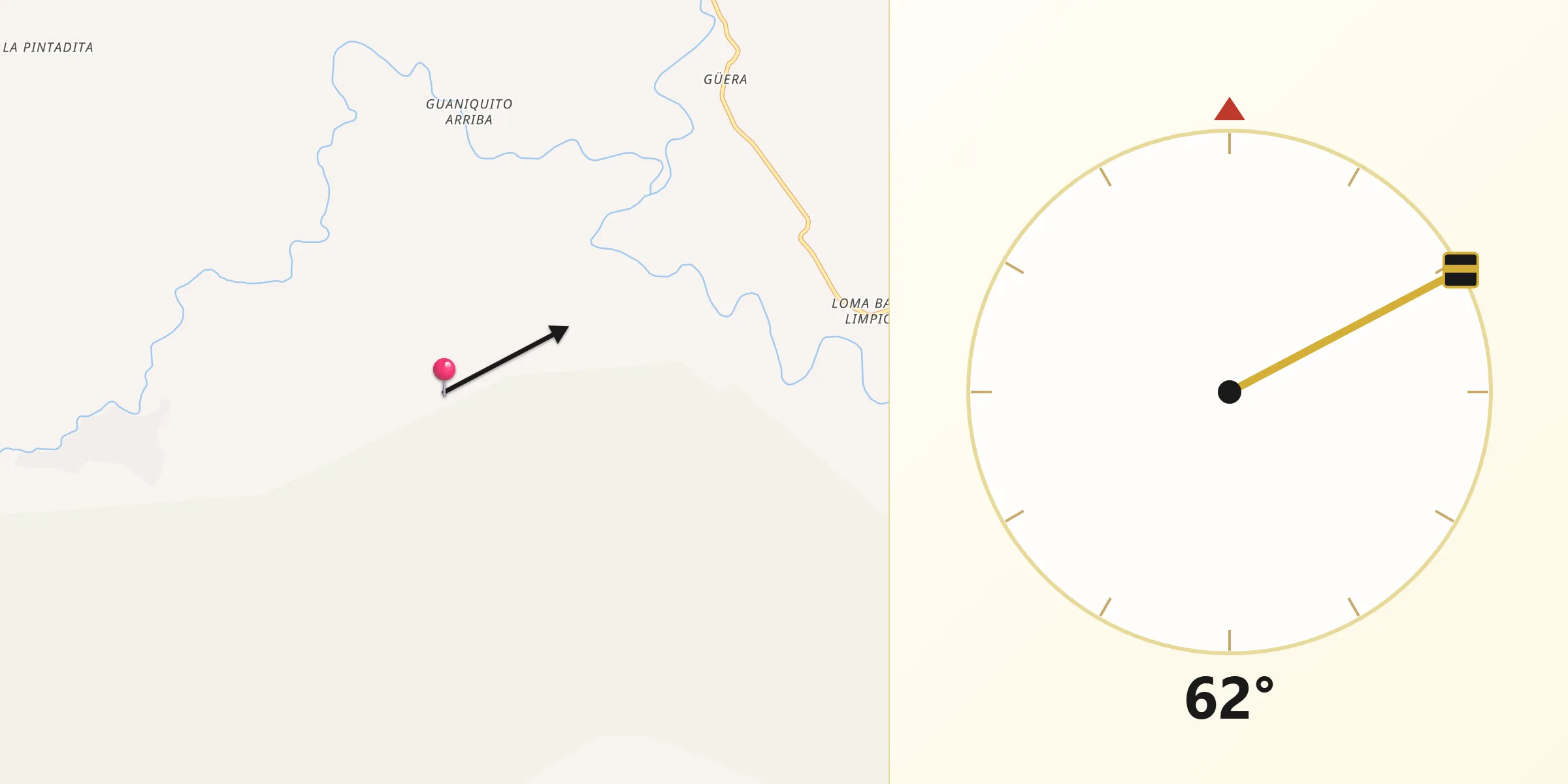 Dirección de la Qibla desde La Tronosa
