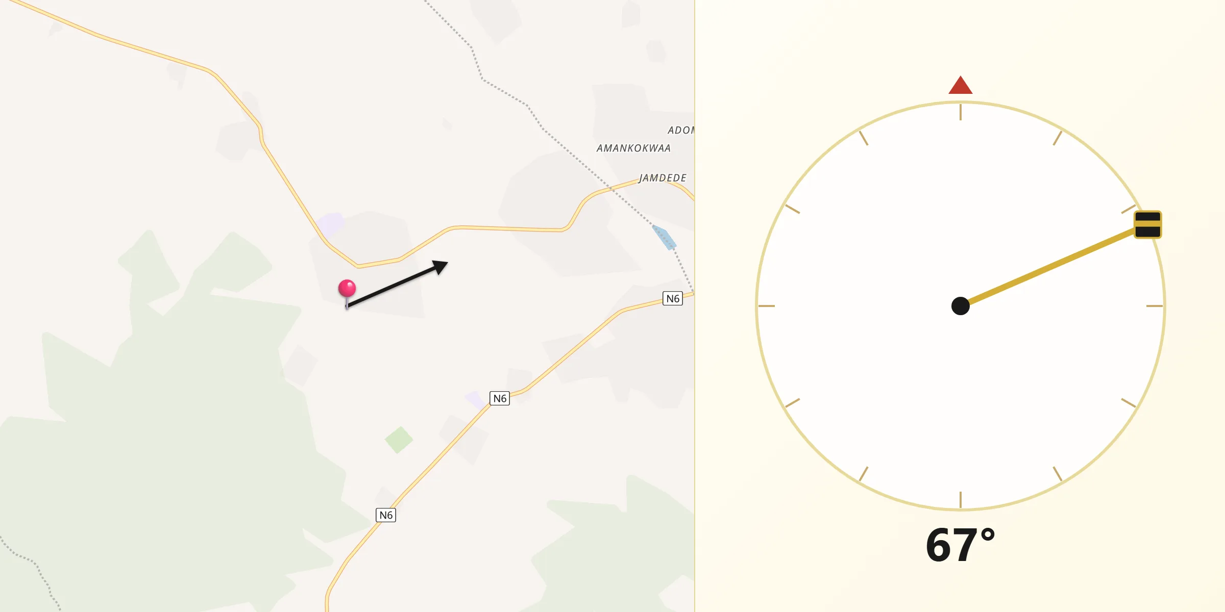 Alkibla daga Berekum West zuwa Makka